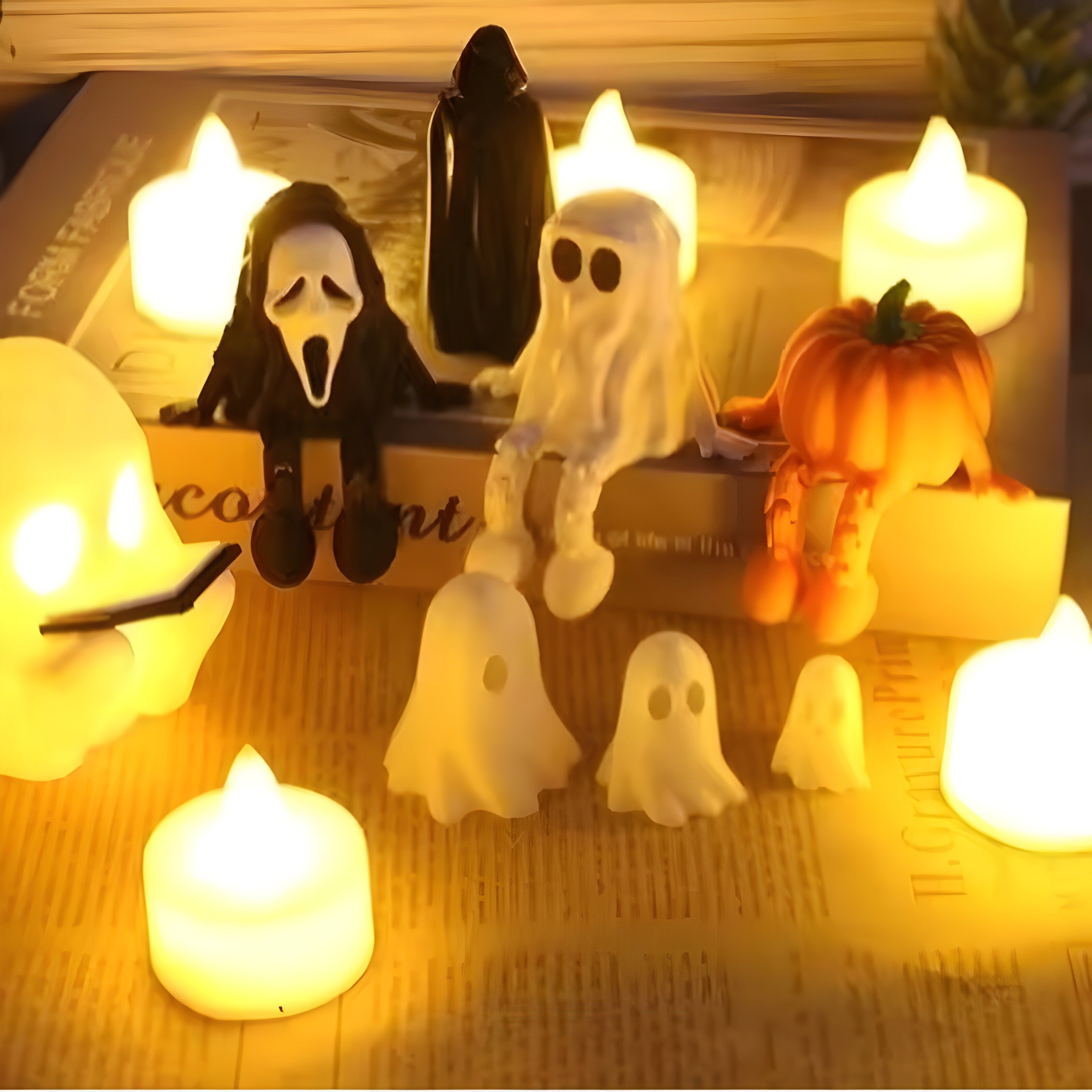 Halloween Decorations, Halloween Faceless Man with Cape & 3D Printed Pumpkin Toy Set, Spooky Scene Models, Desktop Decor, Spooky Halloween Decor