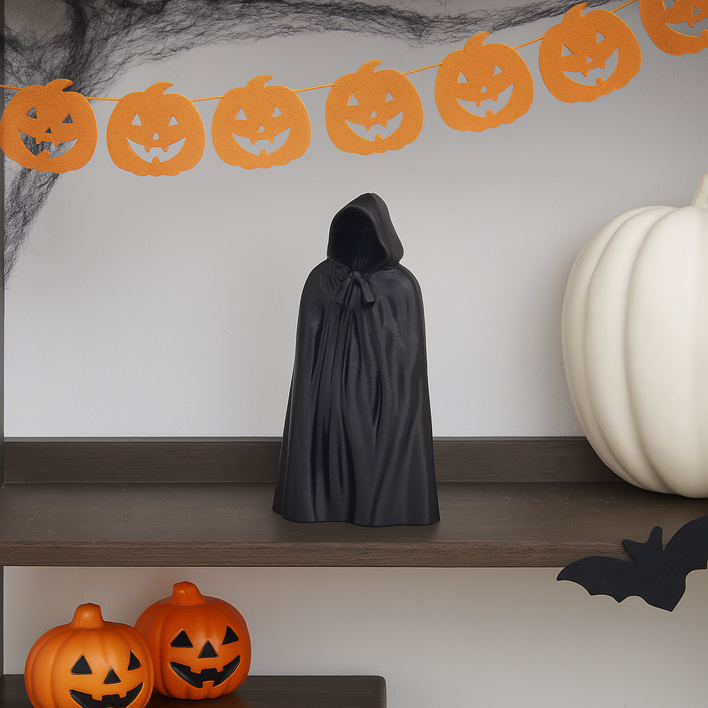 Halloween Decorations, Halloween Faceless Man with Cape & 3D Printed Pumpkin Toy Set, Spooky Scene Models, Desktop Decor, Spooky Halloween Decor