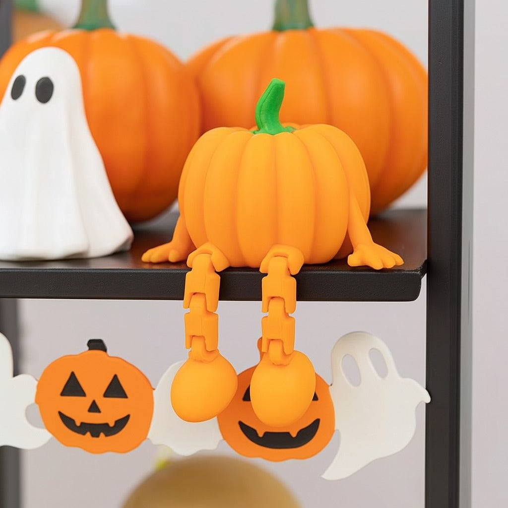 Halloween Decorations, Halloween Faceless Man with Cape & 3D Printed Pumpkin Toy Set, Spooky Scene Models, Desktop Decor, Spooky Halloween Decor