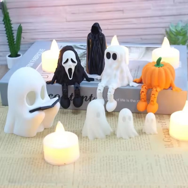 Halloween Decorations, Halloween Faceless Man with Cape & 3D Printed Pumpkin Toy Set, Spooky Scene Models, Desktop Decor, Spooky Halloween Decor