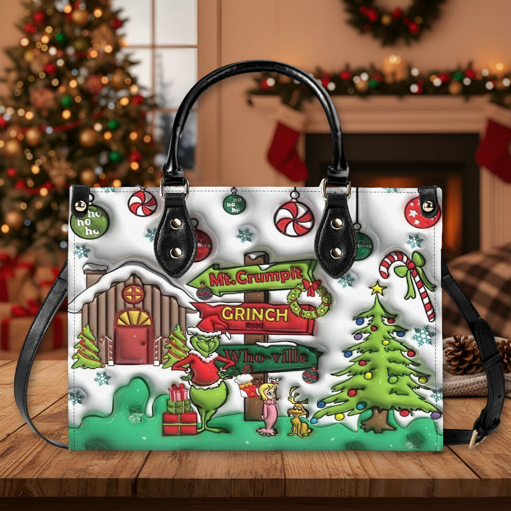 Christmas Village Handbag, Festive Holiday Tote, Cozy Winter Purse, Christmas Party Shoulder Bag Gift