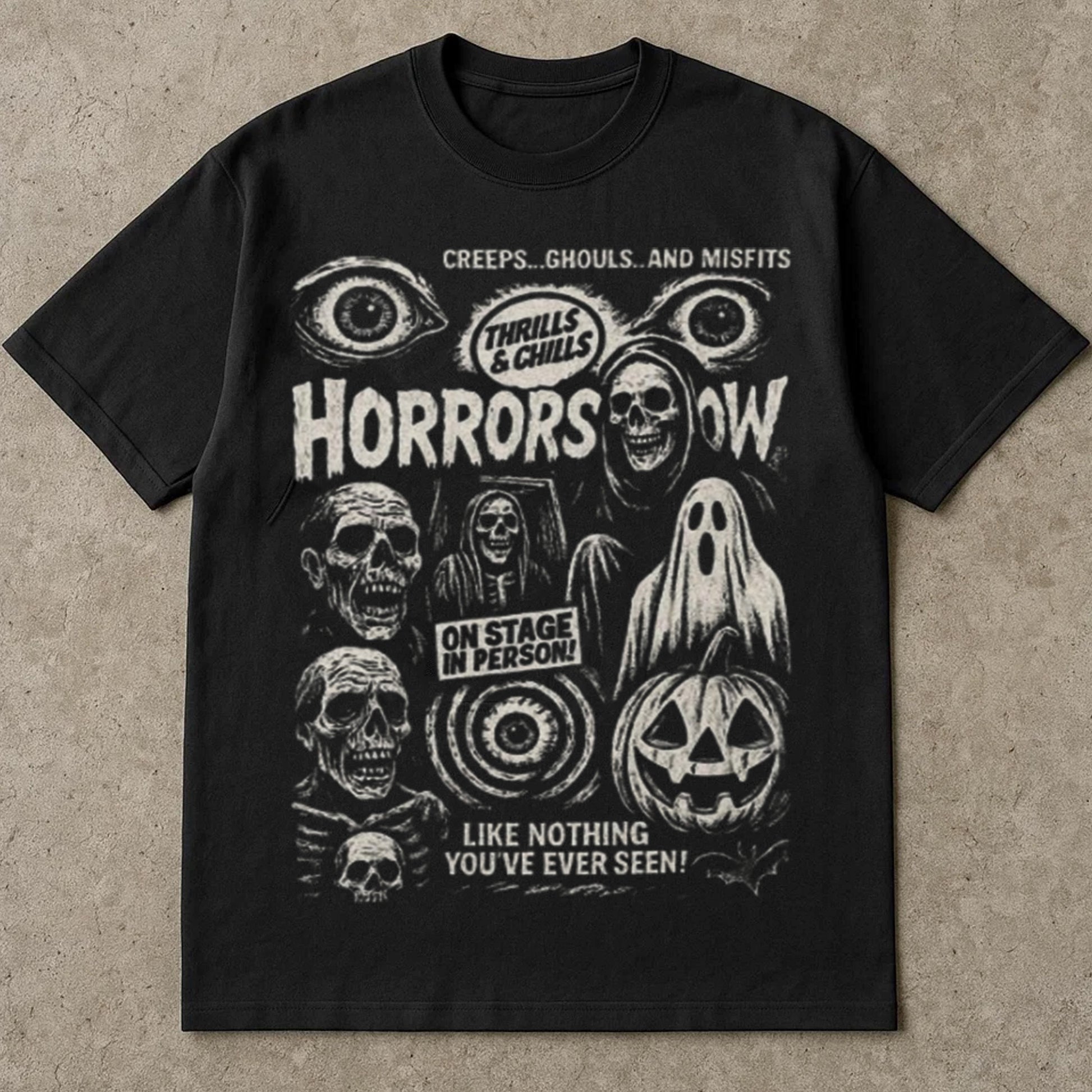 Vintage Horror Show Graphic Tee, Retro Spooky Shirt for Halloween Tee Shirts, Horror Gift, Misfits and Ghouls, Couples Halloween Costumes