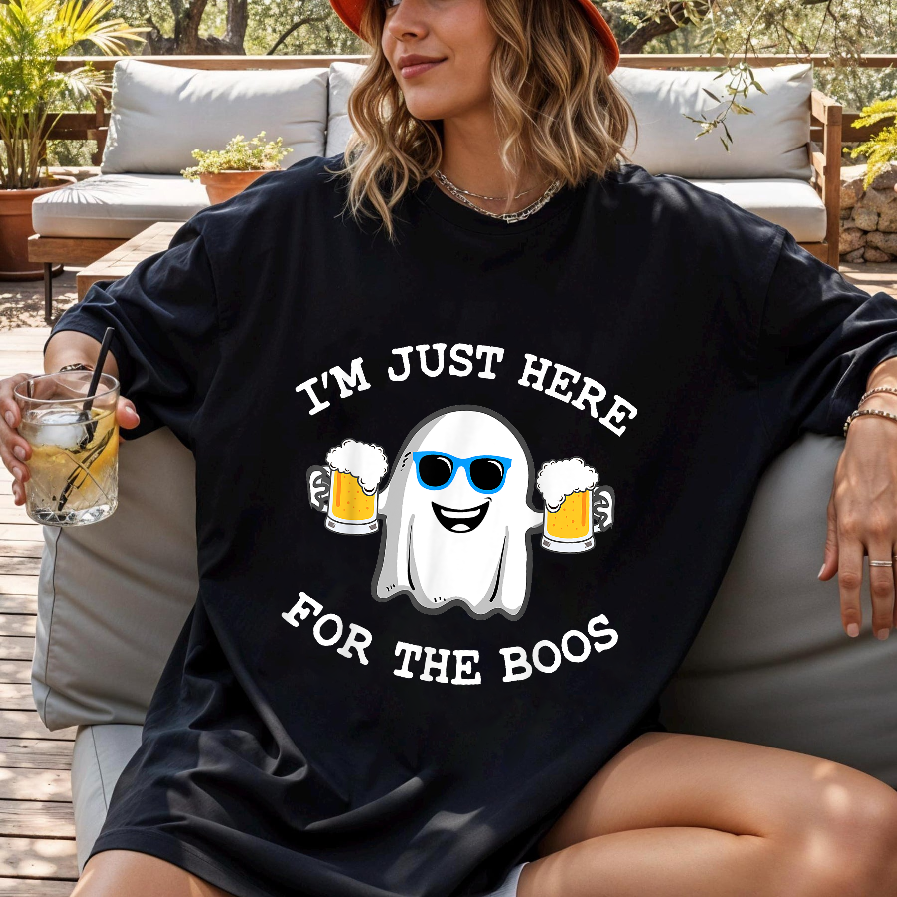 Funny Halloween Shirt, I'm Just Here for the Boos Ghost Tee, Beer Lover, Booze Party Shirt