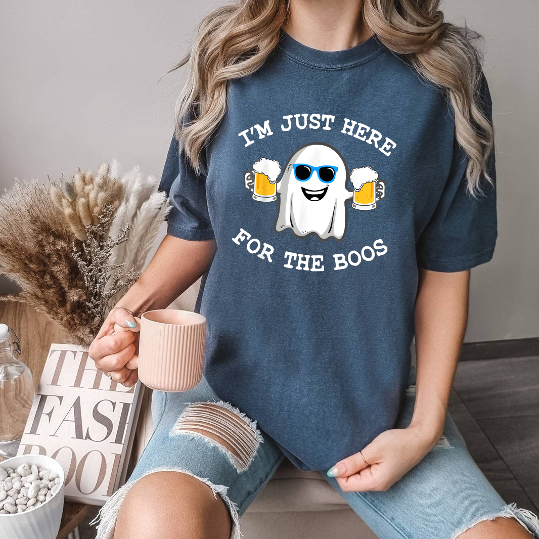 Funny Halloween Shirt, I'm Just Here for the Boos Ghost Tee, Beer Lover, Booze Party Shirt