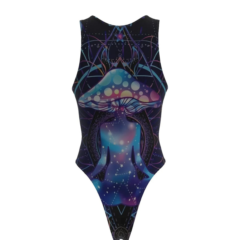 Mystic Mushroom Awakening Swimsuit, Psychedelic Spiritual Swimwear, Cosmic Mushroom Bathing Suit, Visionary Art Beachwear, Boho Mystic Style