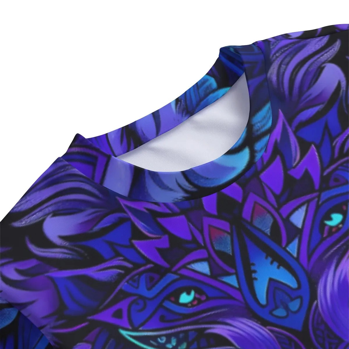 Wolf Mandala Women Sweater, Spirit Animal Pullover, Blue Purple Wolf Art, Tribal Festival Sweatshirt, Psychedelic Top, Boho Mystic Clothing, Shamanic Fashion, Hooded Style