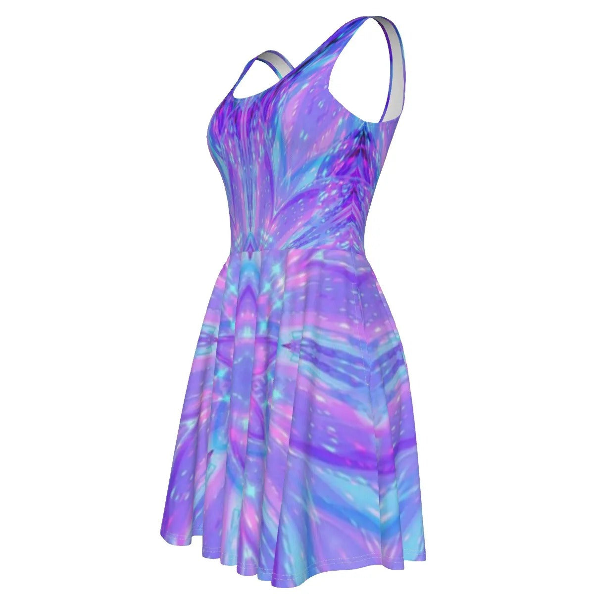 Kaleio Galaxy Dress, Trippy Psychedelic Space Mandala Outfit, Holographic Cosmic Festival Dress, Rave Clothing for Women