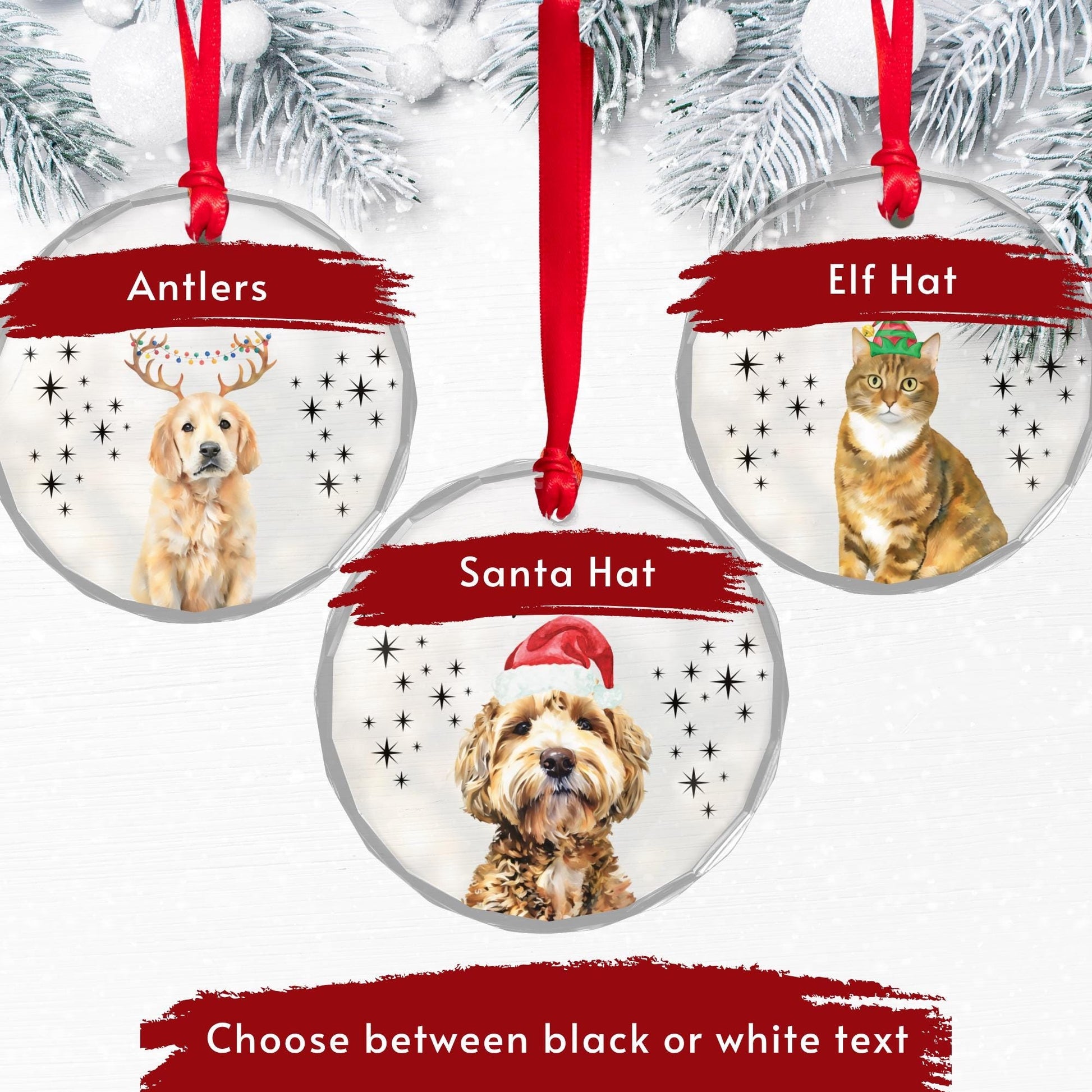 Personalized Pet Ornament Using Pet's Photo, Watercolor Pet Portrait Gift, Custom Ornament Christmas Dog Ornament Personalized Dog Ornament
