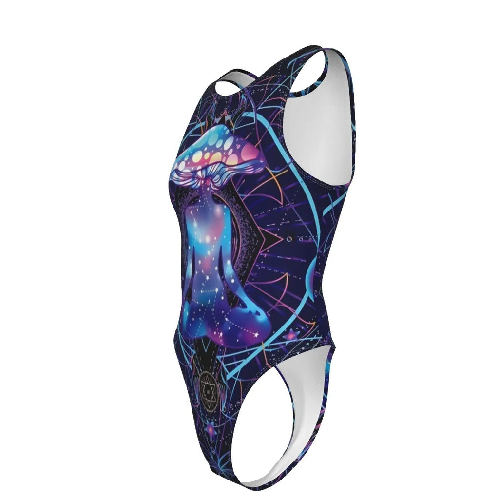 Mystic Mushroom Awakening Swimsuit, Psychedelic Spiritual Swimwear, Cosmic Mushroom Bathing Suit, Visionary Art Beachwear, Boho Mystic Style