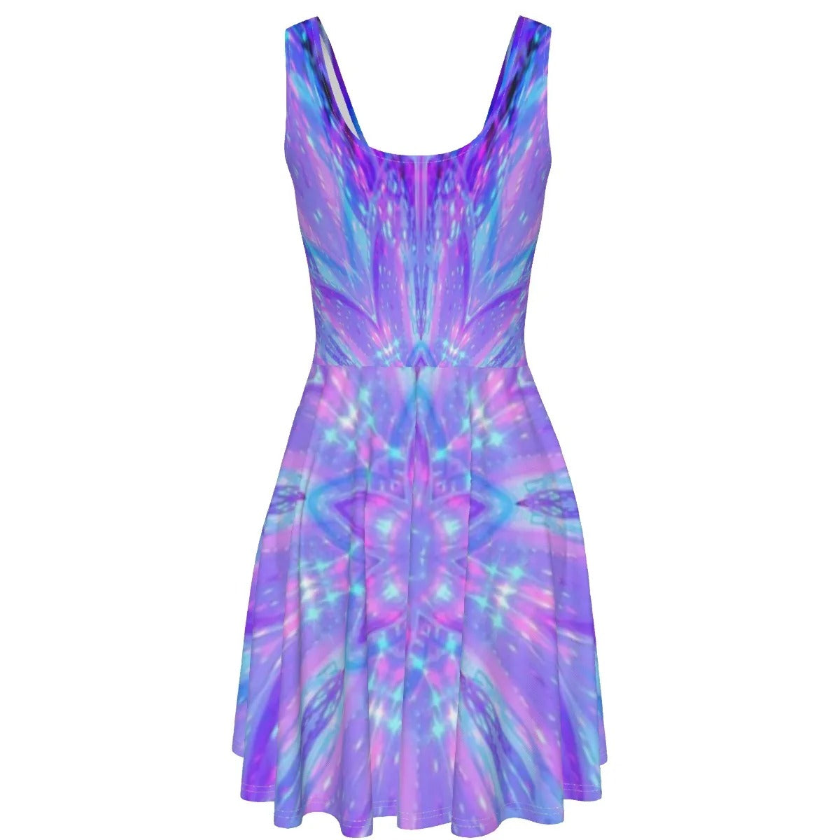 Kaleio Galaxy Dress, Trippy Psychedelic Space Mandala Outfit, Holographic Cosmic Festival Dress, Rave Clothing for Women