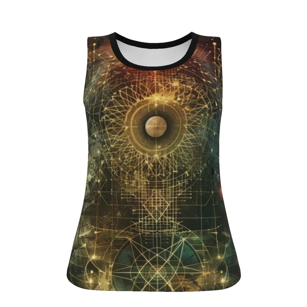Celestial Alchemy Women’s Tank Top, Astrology-Inspired Celestial Top with Esoteric Cosmic Design, Spiritual Alchemy Top for Yoga, Meditation & Summer Vibes