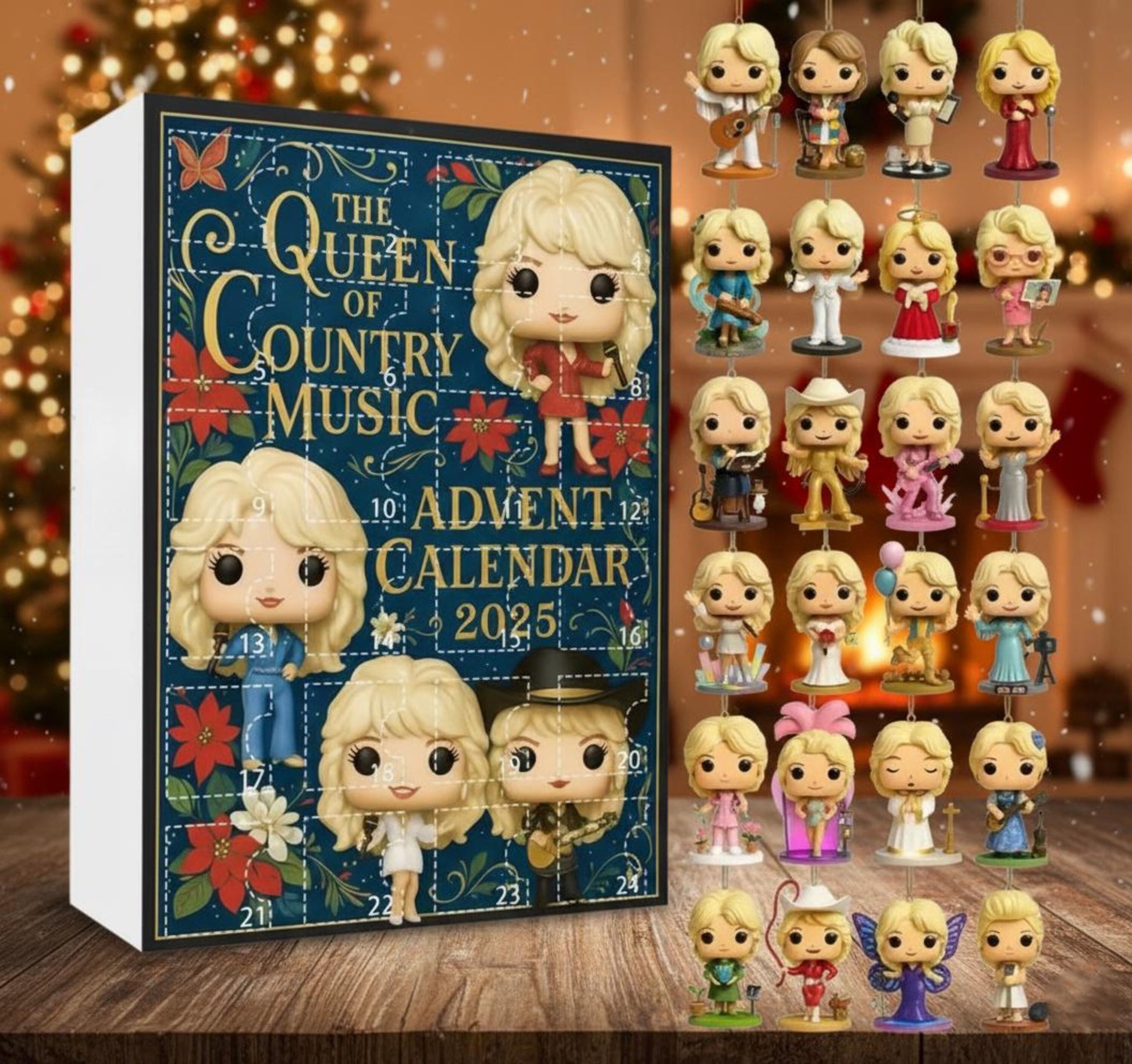 Queen of Country Music Advent Calendar 2025, 24 Mini Figures, Country Singer Christmas Countdown Gift for Fans