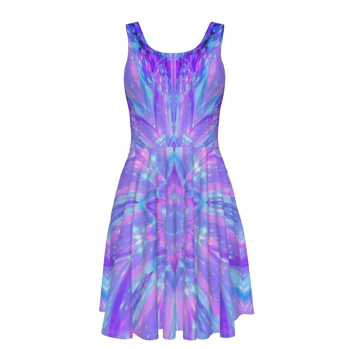 Kaleio Galaxy Dress, Trippy Psychedelic Space Mandala Outfit, Holographic Cosmic Festival Dress, Rave Clothing for Women