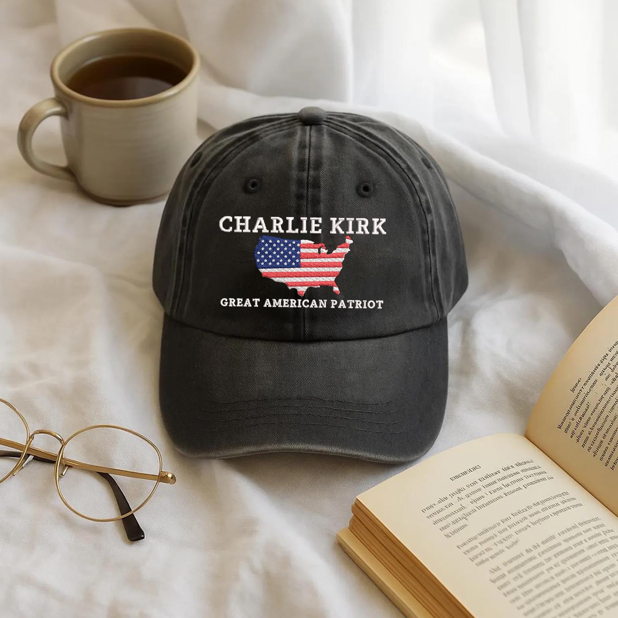 Embroidered Charlie Kirk Tribute Cap, Great American Patriot Hat, RIP Charlie Kirk Memorial, USA Hero Apparel