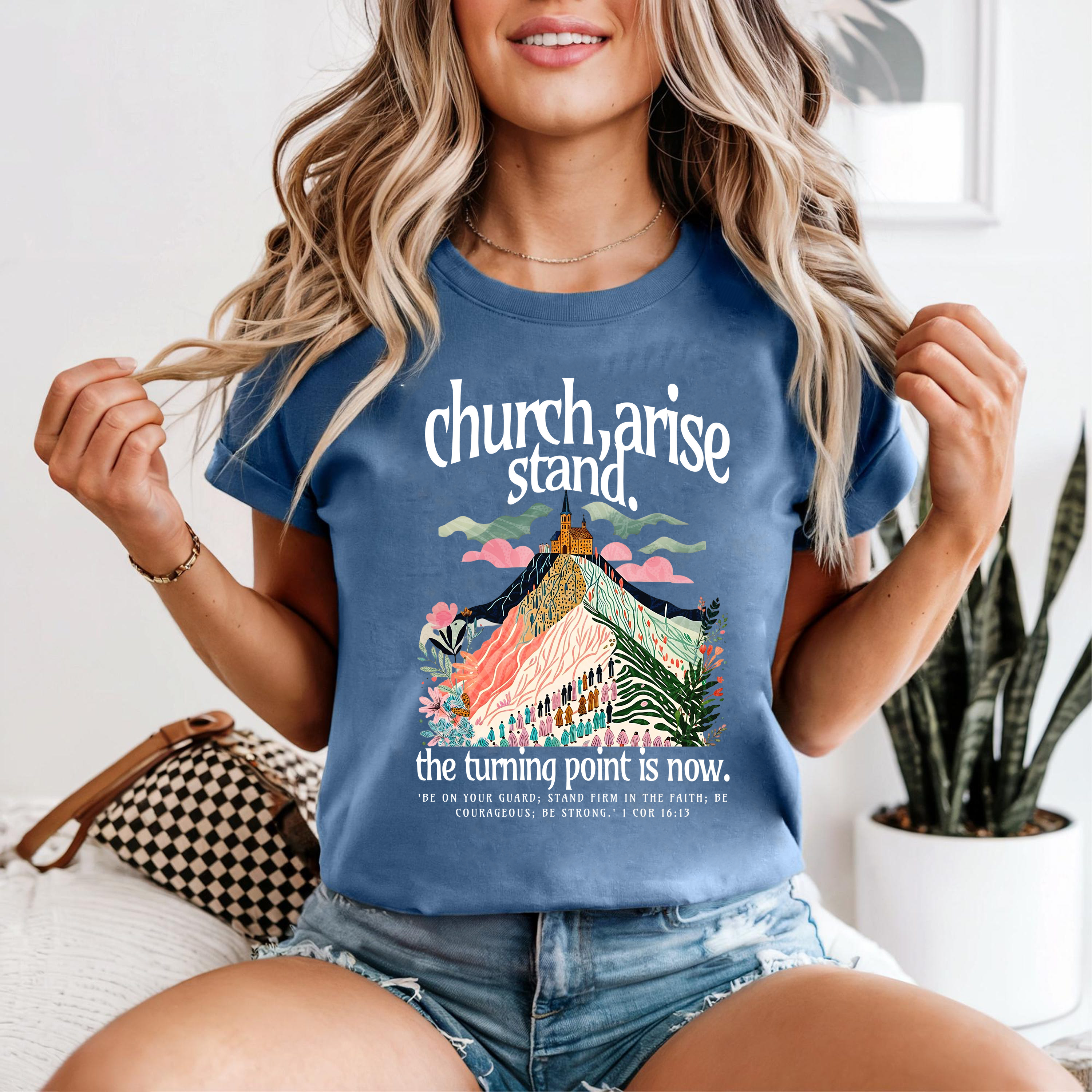 Church Arise Stand Firm Shirt, Christian Graphic Tee, Bible Verse T-Shirt, Inspirational Faith Top, 1 Corinthians 16:13 Shirt