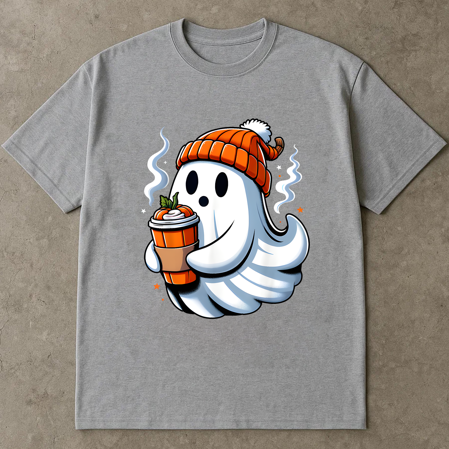 Cozy Ghost Fall Shirt,  Cute Halloween Coffee Ghost Tee,  Autumn Vibes Pumpkin Latte T-Shirt for Women