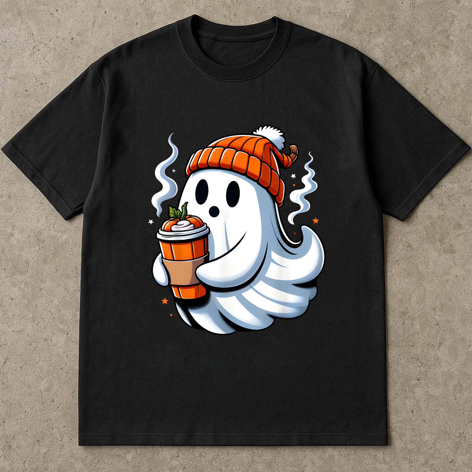 Cozy Ghost Fall Shirt,  Cute Halloween Coffee Ghost Tee,  Autumn Vibes Pumpkin Latte T-Shirt for Women