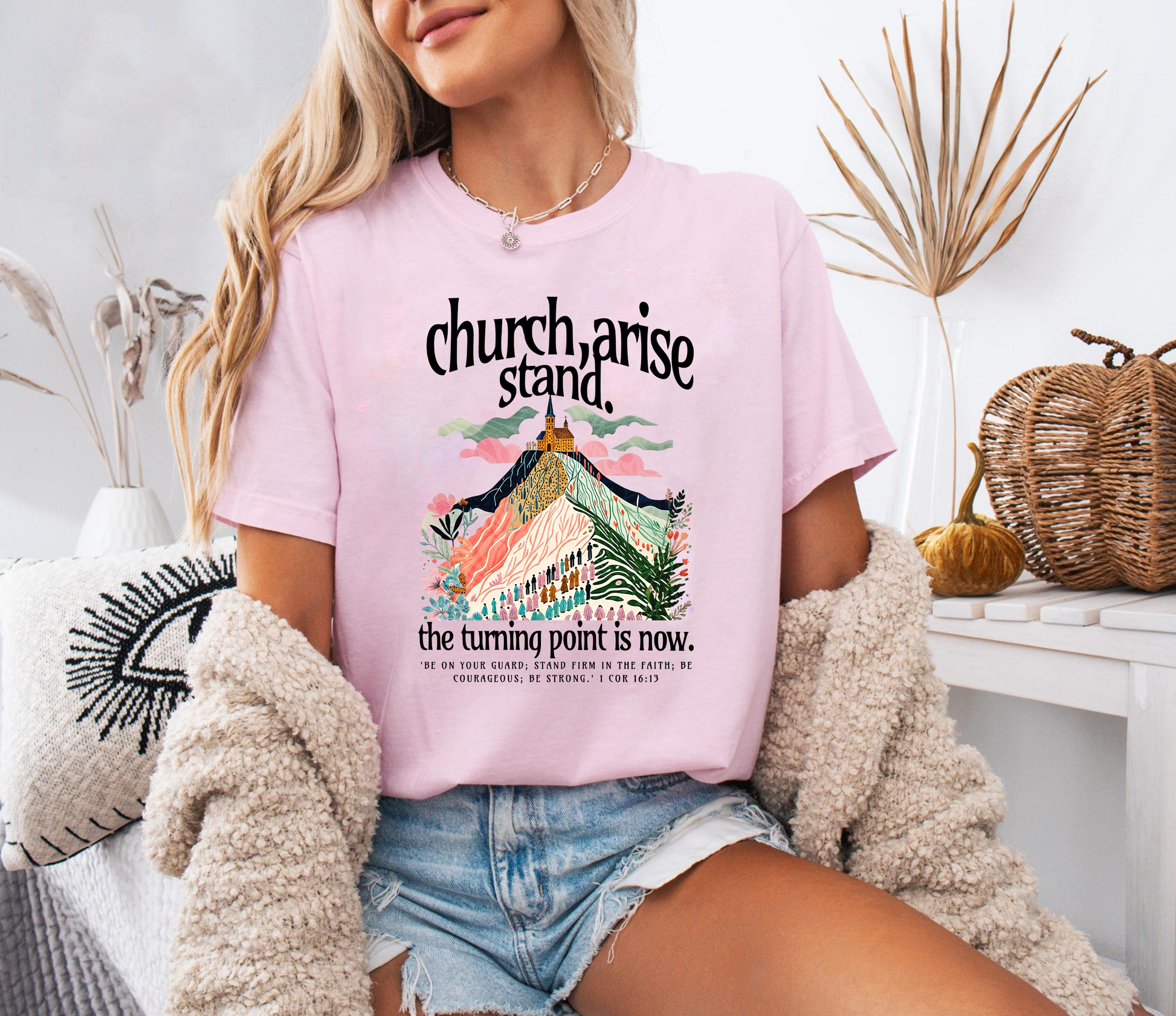 Church Arise Stand Firm Shirt, Christian Graphic Tee, Bible Verse T-Shirt, Inspirational Faith Top, 1 Corinthians 16:13 Shirt