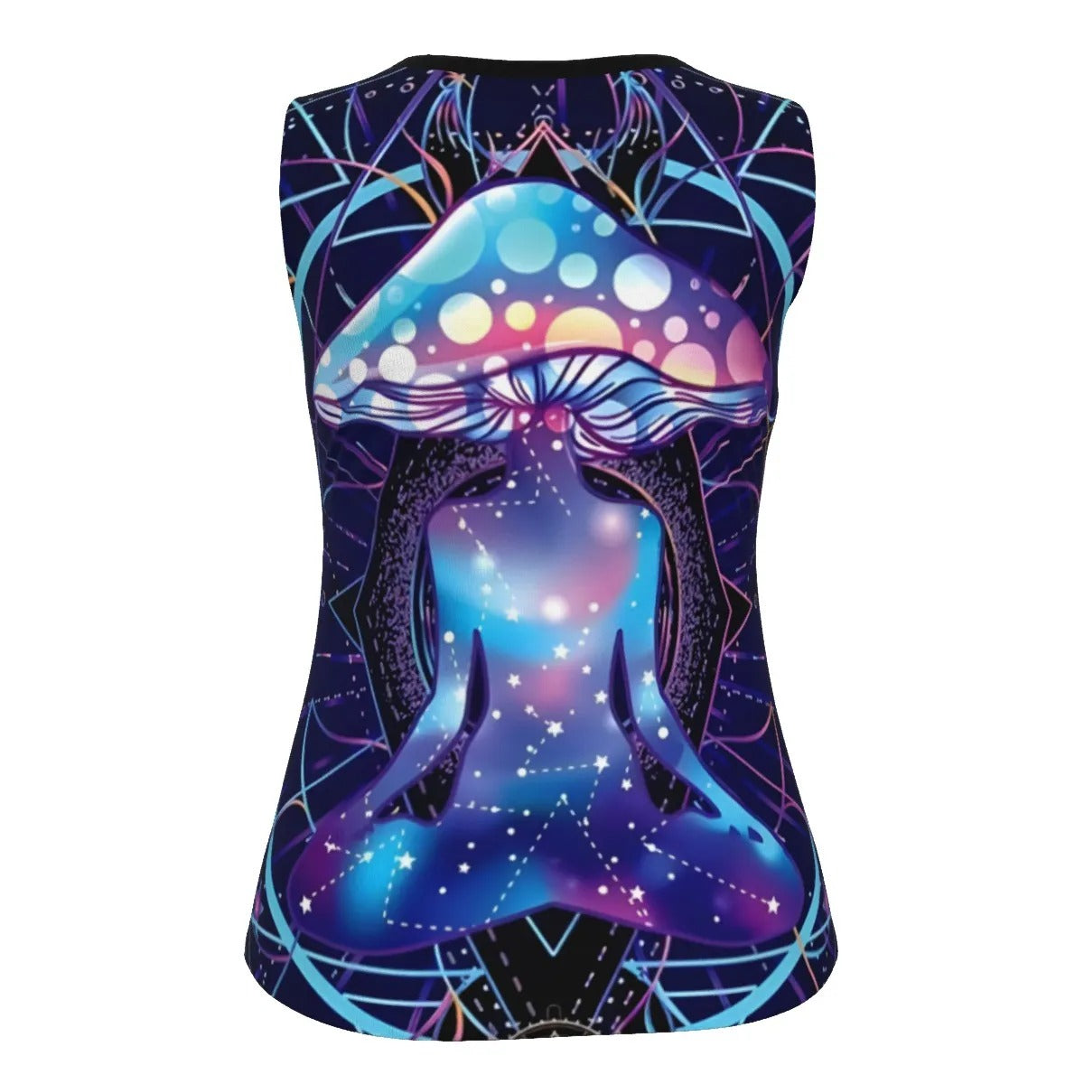 Mystic Mushroom Awakening Women’s Tank Top, Psychedelic Spiritual Shirt, Cosmic Mushroom Sleeveless Top, Visionary Art Festival Wear, Boho Mystic Style