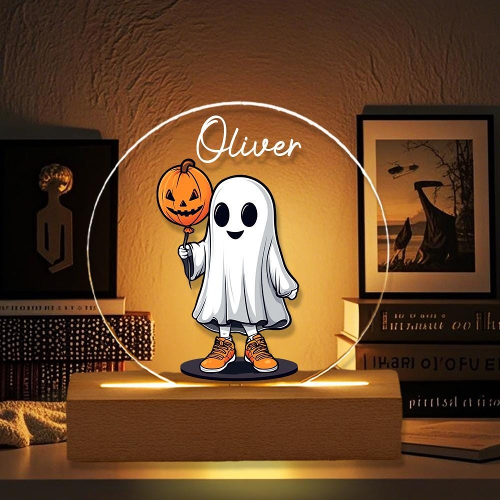 Personalized Ghost Night Light, Custom Pumpkin Night Lamp, LED Ghost, Cute Ghost Light, Ghost Ornament, Halloween Home Decor, Bedroom Decor