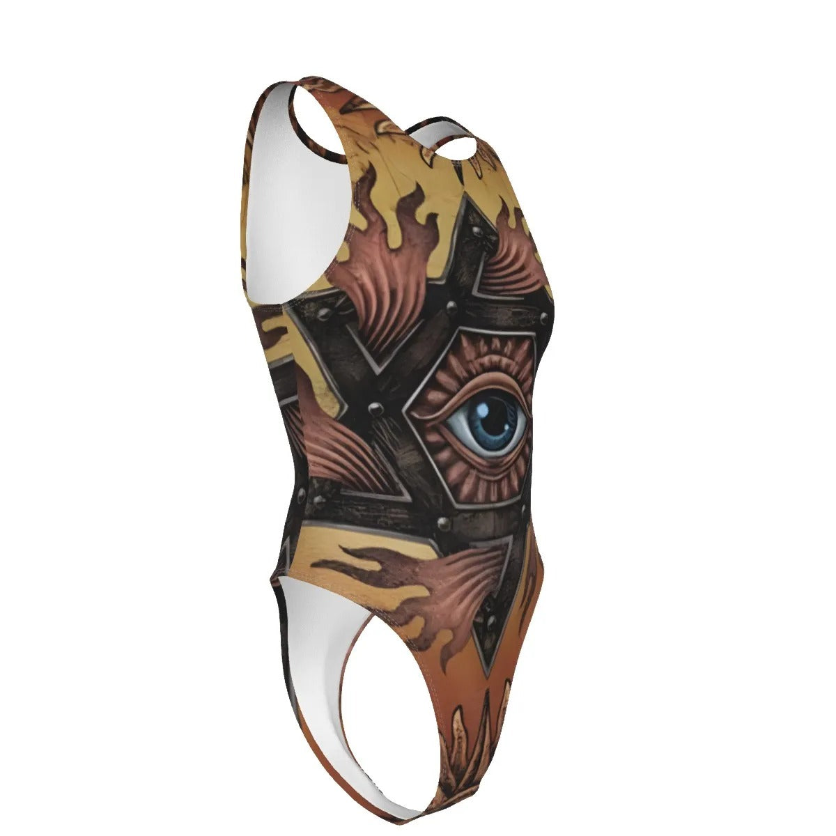 Mystic Mandala Swimsuit, Sacred Geometry Eye Swimwear, Psychedelic Sun Boho Bathing Suit