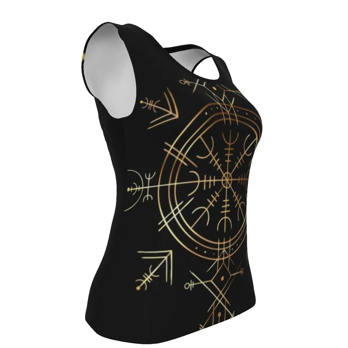 Viking Vegvisir Mysticism Women’s Tank Top, Norse Compass Rune Shirt, Nordic Viking Spiritual Wear, Viking Sacred Geometry Top
