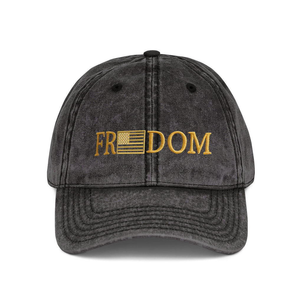 FREEDOM Hat with Gold Embroidery, American Flag Patch Baseball Cap, Patriotic Dad Hat for Men Women, USA Pride Outdoor Cap