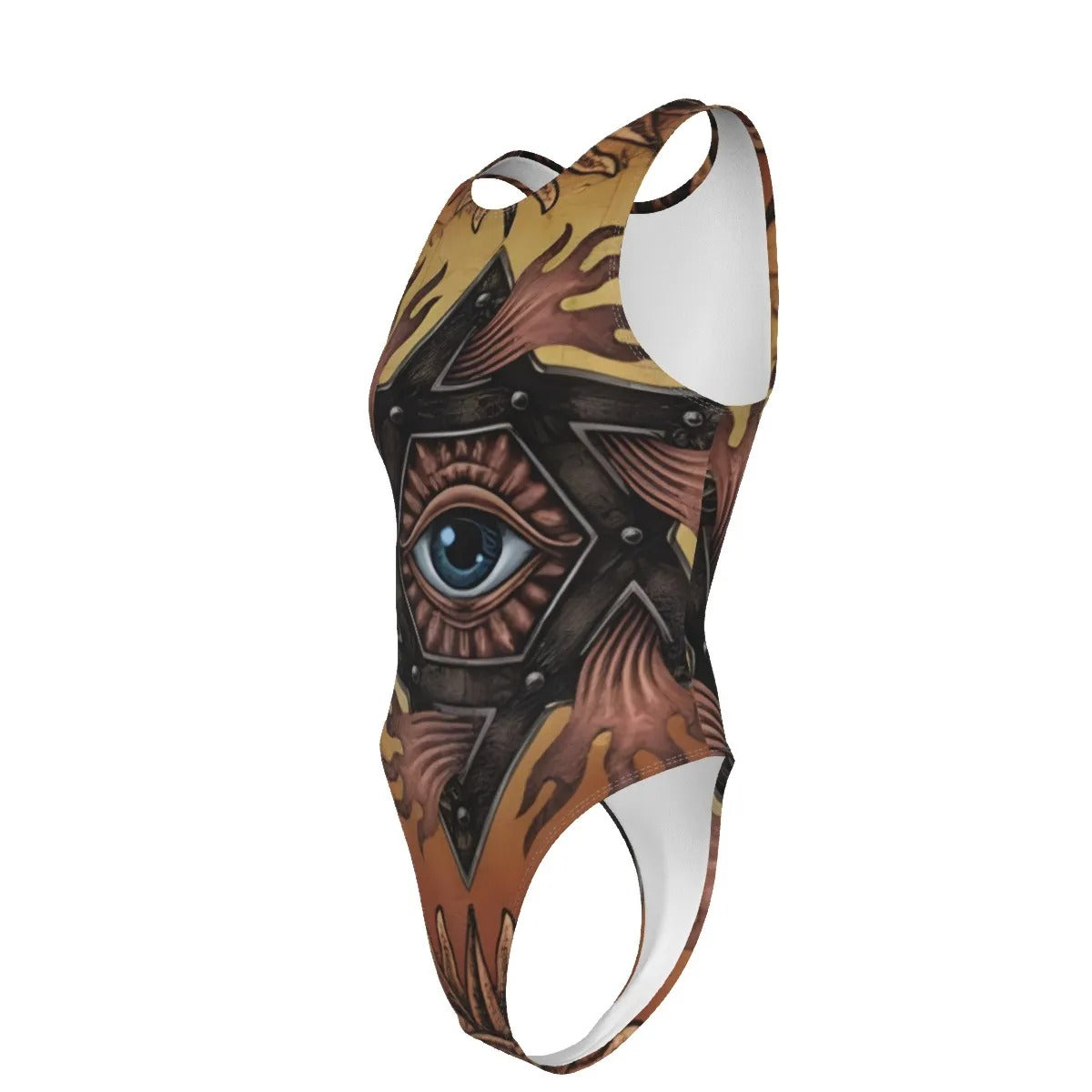 Mystic Mandala Swimsuit, Sacred Geometry Eye Swimwear, Psychedelic Sun Boho Bathing Suit