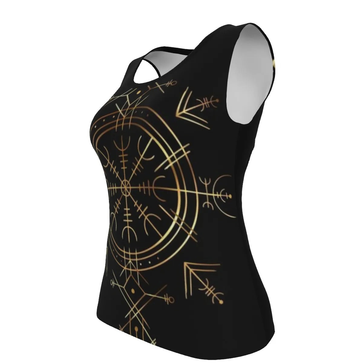 Viking Vegvisir Mysticism Women’s Tank Top, Norse Compass Rune Shirt, Nordic Viking Spiritual Wear, Viking Sacred Geometry Top