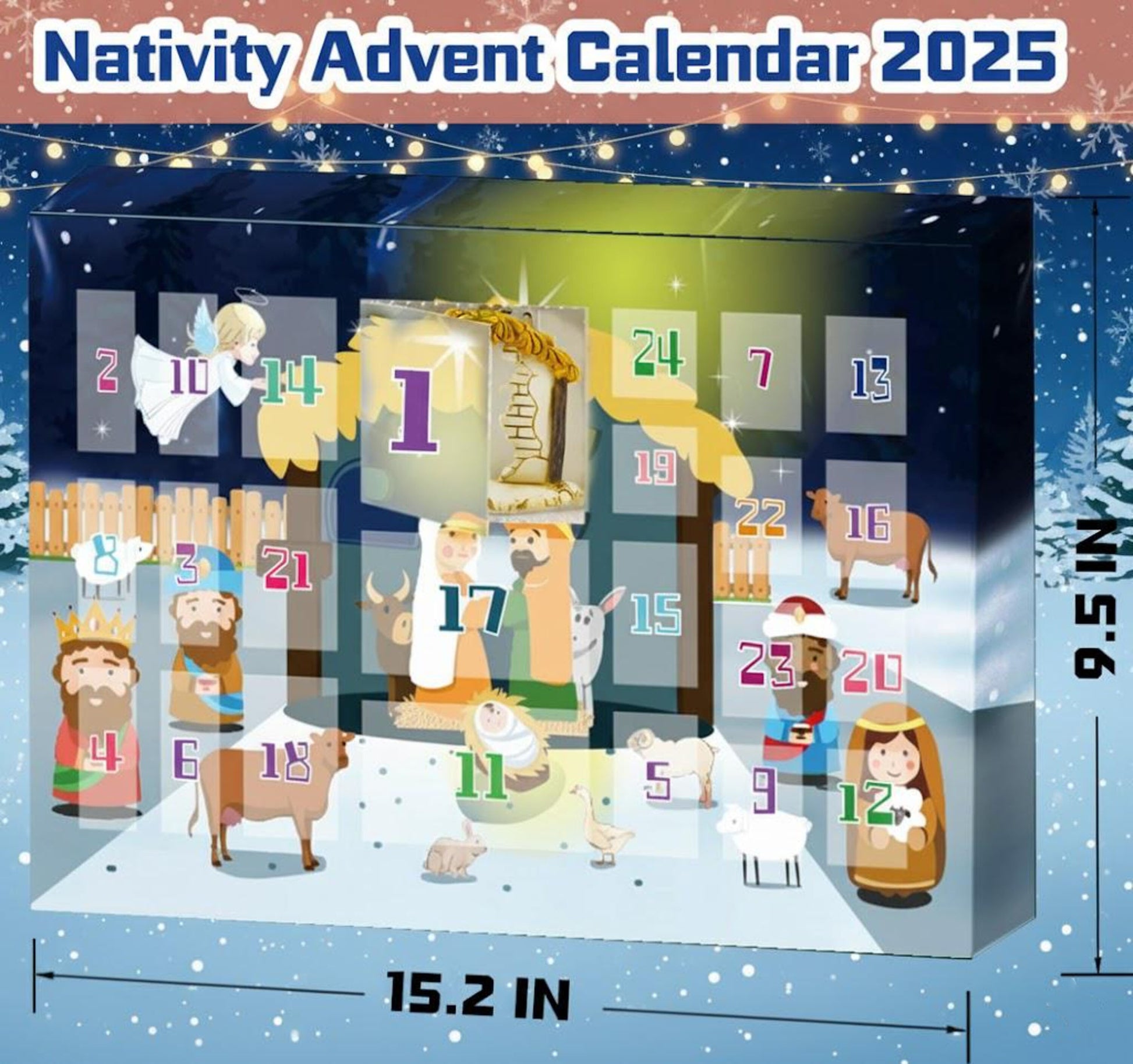 Nativity Advent Calendar 2025, 24 Piece Christmas Story Set, Holy Family Mini Figures, Kids & Family Countdown Gift