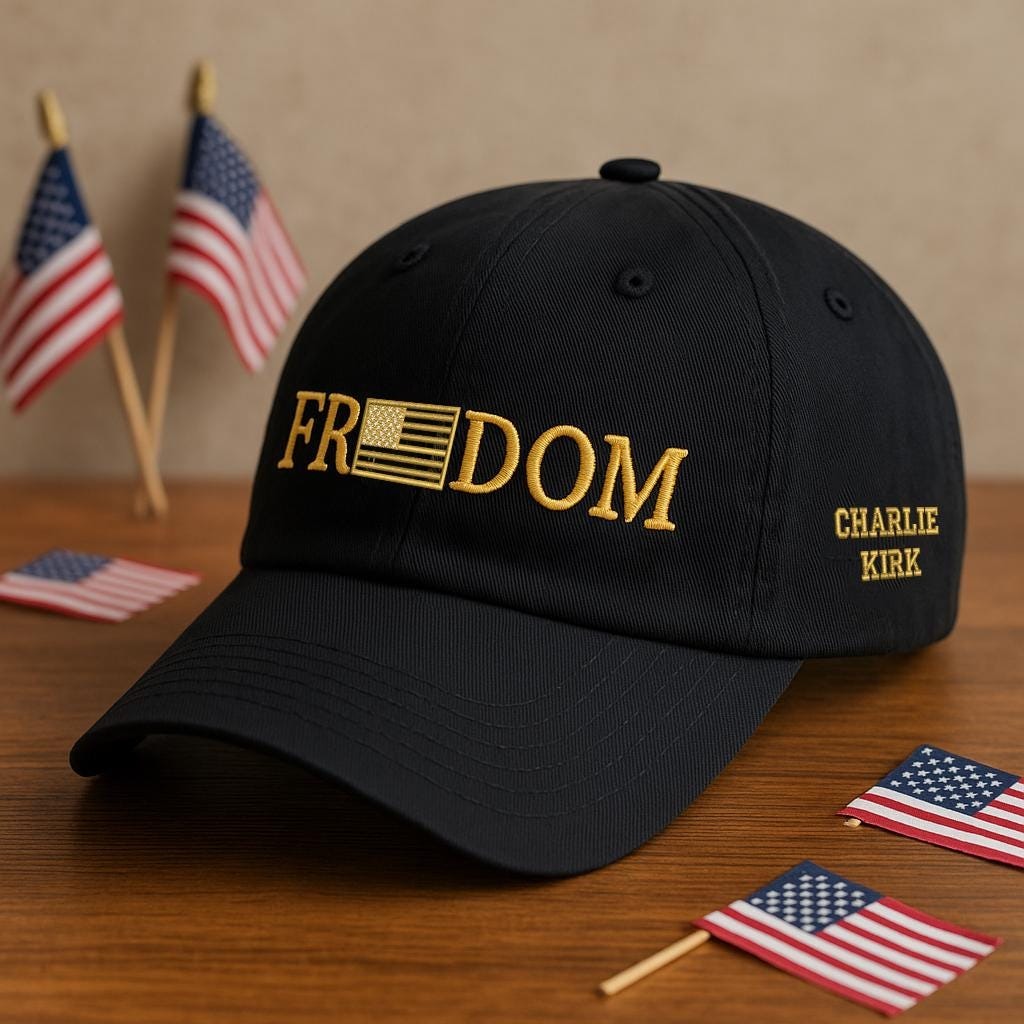 FREEDOM Hat with Gold Embroidery, American Flag Patch Baseball Cap, Patriotic Dad Hat for Men Women, USA Pride Outdoor Cap
