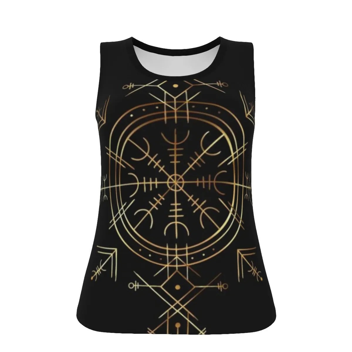 Viking Vegvisir Mysticism Women’s Tank Top, Norse Compass Rune Shirt, Nordic Viking Spiritual Wear, Viking Sacred Geometry Top