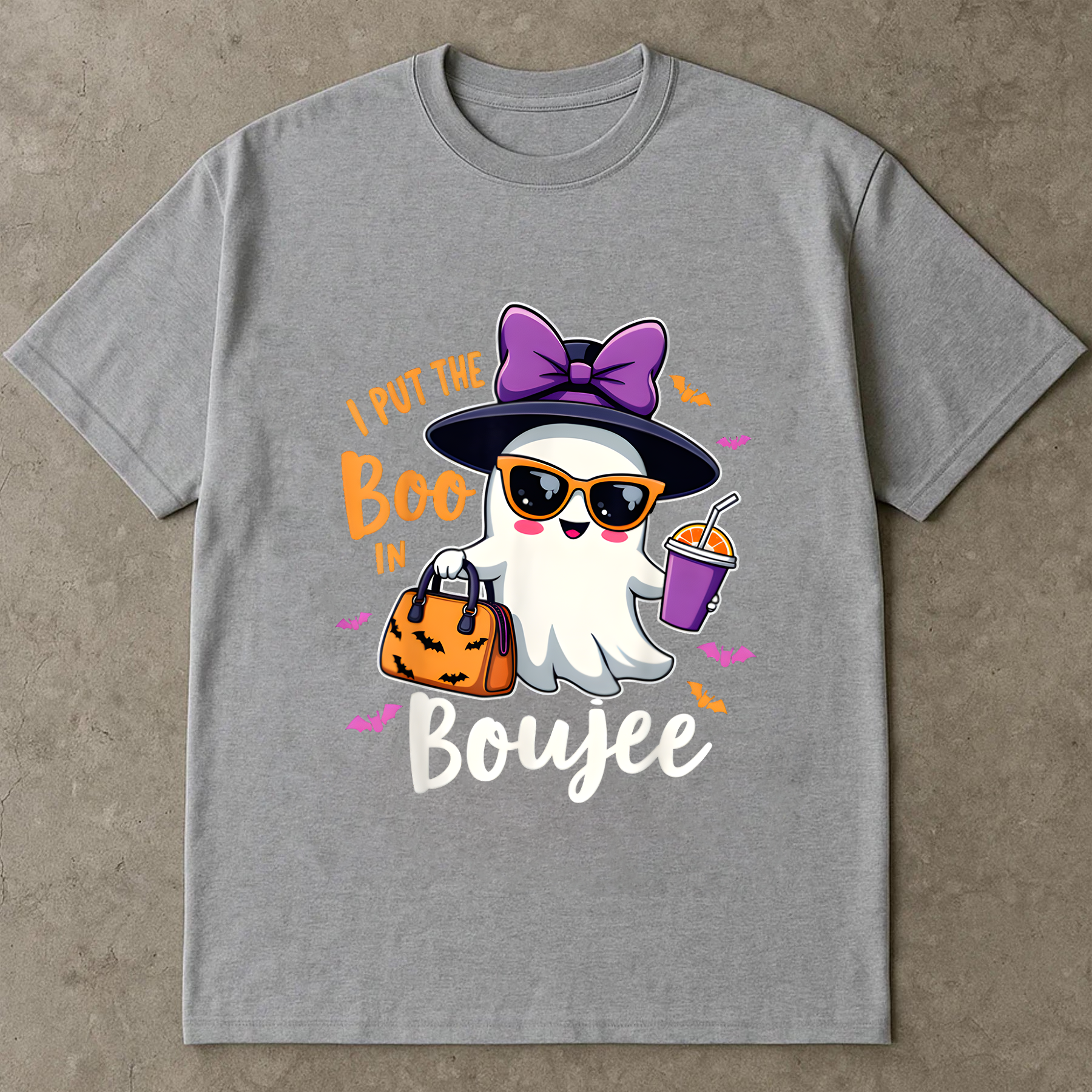 Ghost Halloween Shirt, Funny Witch Ghost with Purse & Drink, Spooky Season Aesthetic for Fall Decor or Gifts