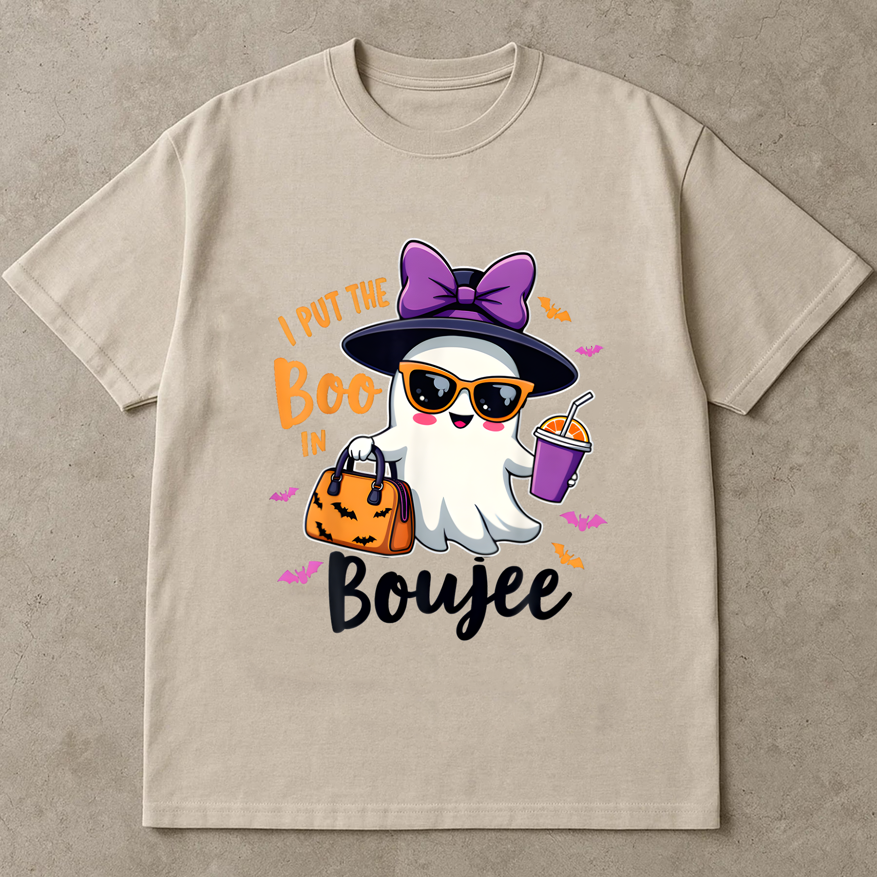 Ghost Halloween Shirt, Funny Witch Ghost with Purse & Drink, Spooky Season Aesthetic for Fall Decor or Gifts