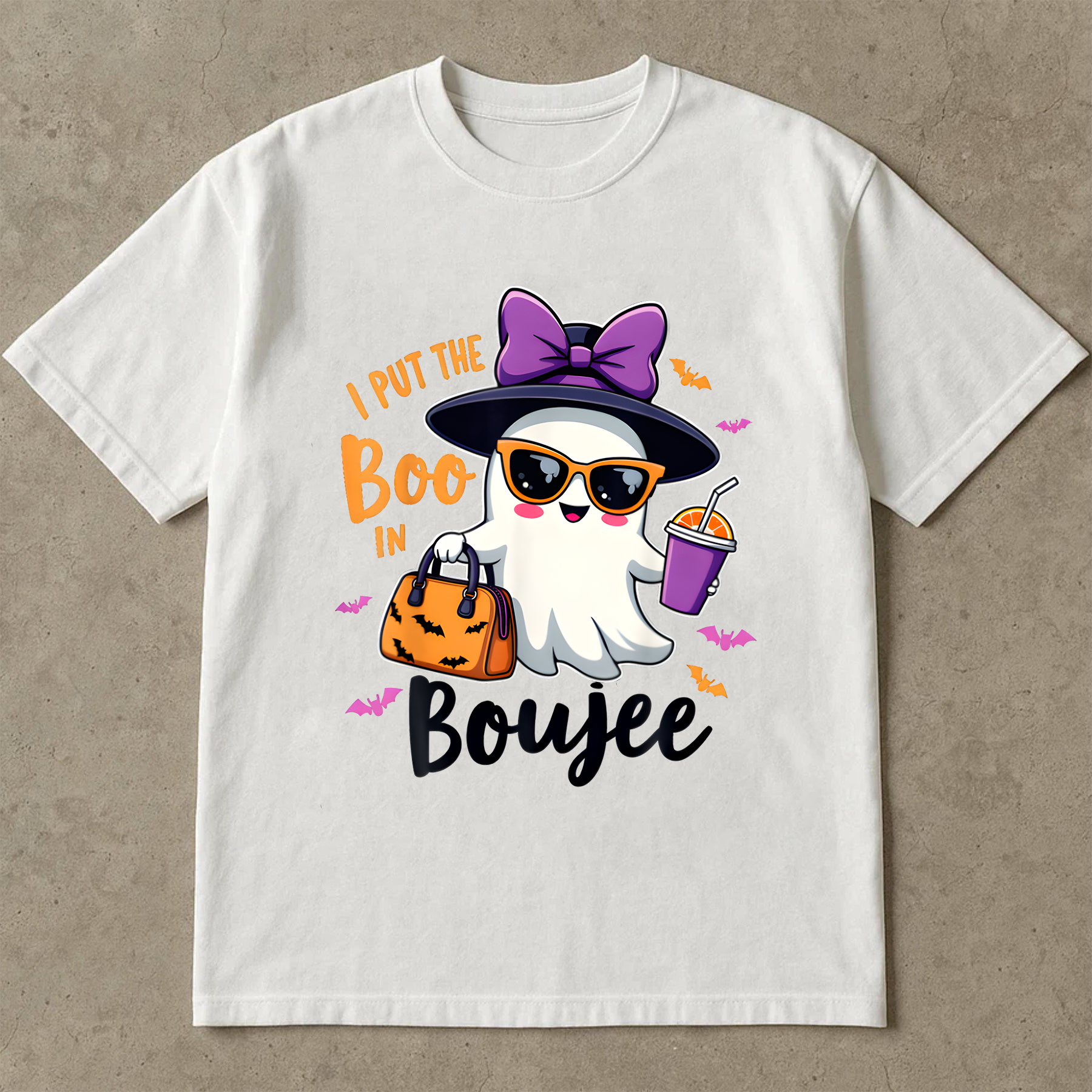 Ghost Halloween Shirt, Funny Witch Ghost with Purse & Drink, Spooky Season Aesthetic for Fall Decor or Gifts