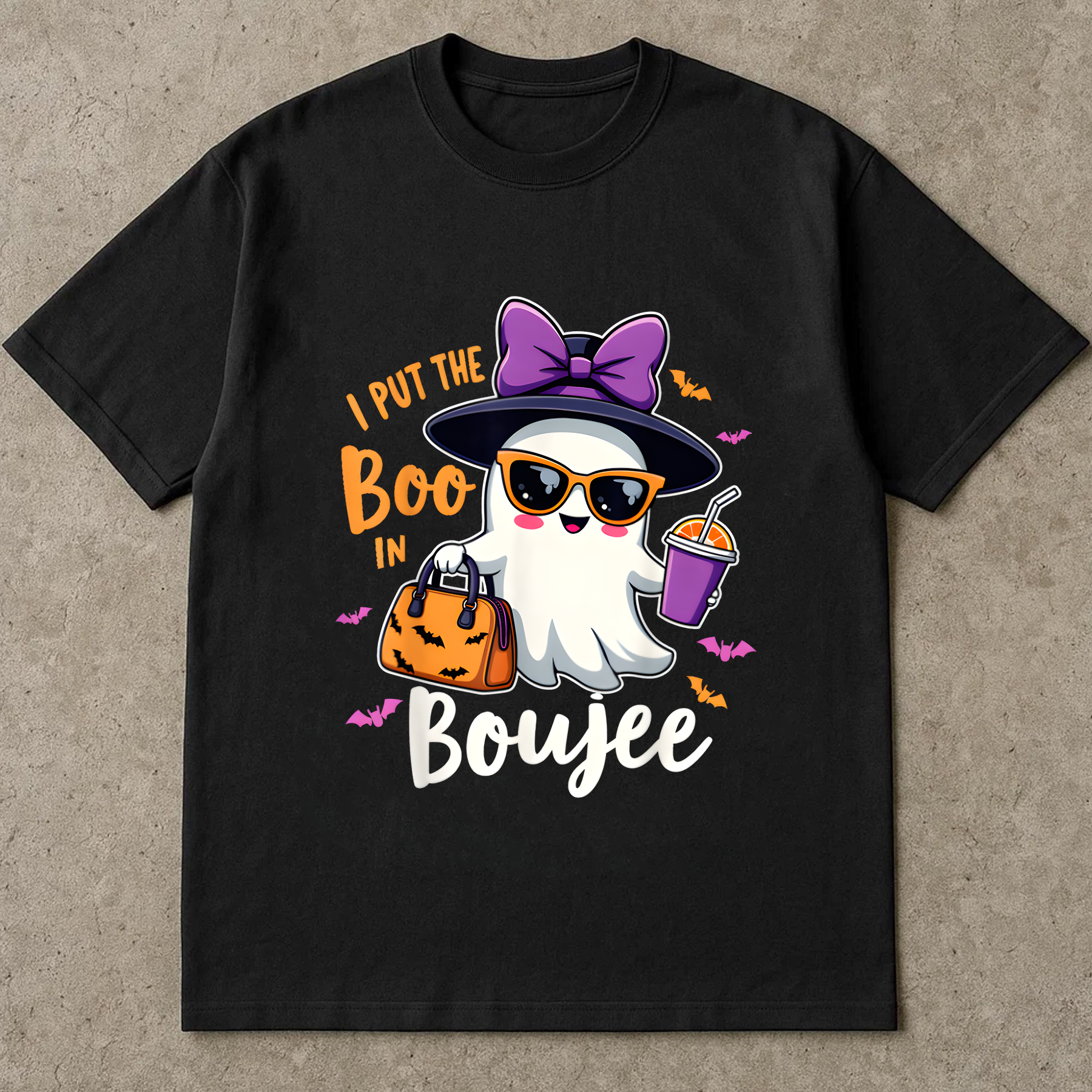 Ghost Halloween Shirt, Funny Witch Ghost with Purse & Drink, Spooky Season Aesthetic for Fall Decor or Gifts