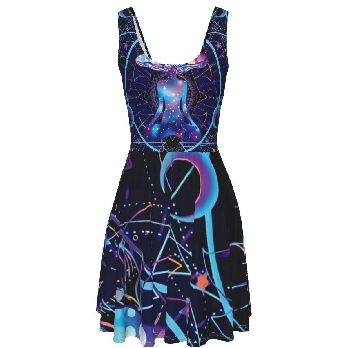 Mystic Mushroom Awakening Dress, Psychedelic Spiritual Women’s Dress, Cosmic Mushroom Print Dress, Visionary Art Festival Outfit, Boho Mystic Style