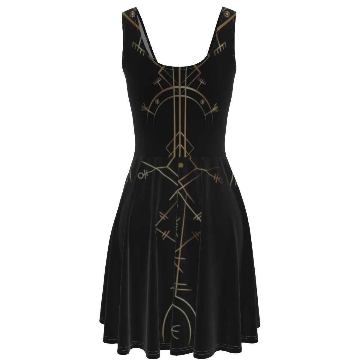 Viking Vegvisir Mysticism Dress, Norse Compass Viking Women’s Dress, Nordic Rune Spiritual Fashion, Viking Sacred Geometry Outfit