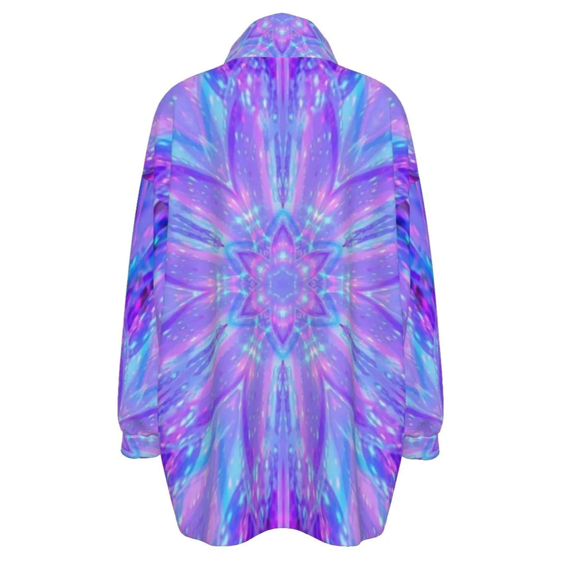 Kaleio Galaxy Women’s Coat, Trippy Psychedelic Outerwear, Holographic Mandala Space Jacket, Cosmic Festival Streetwear