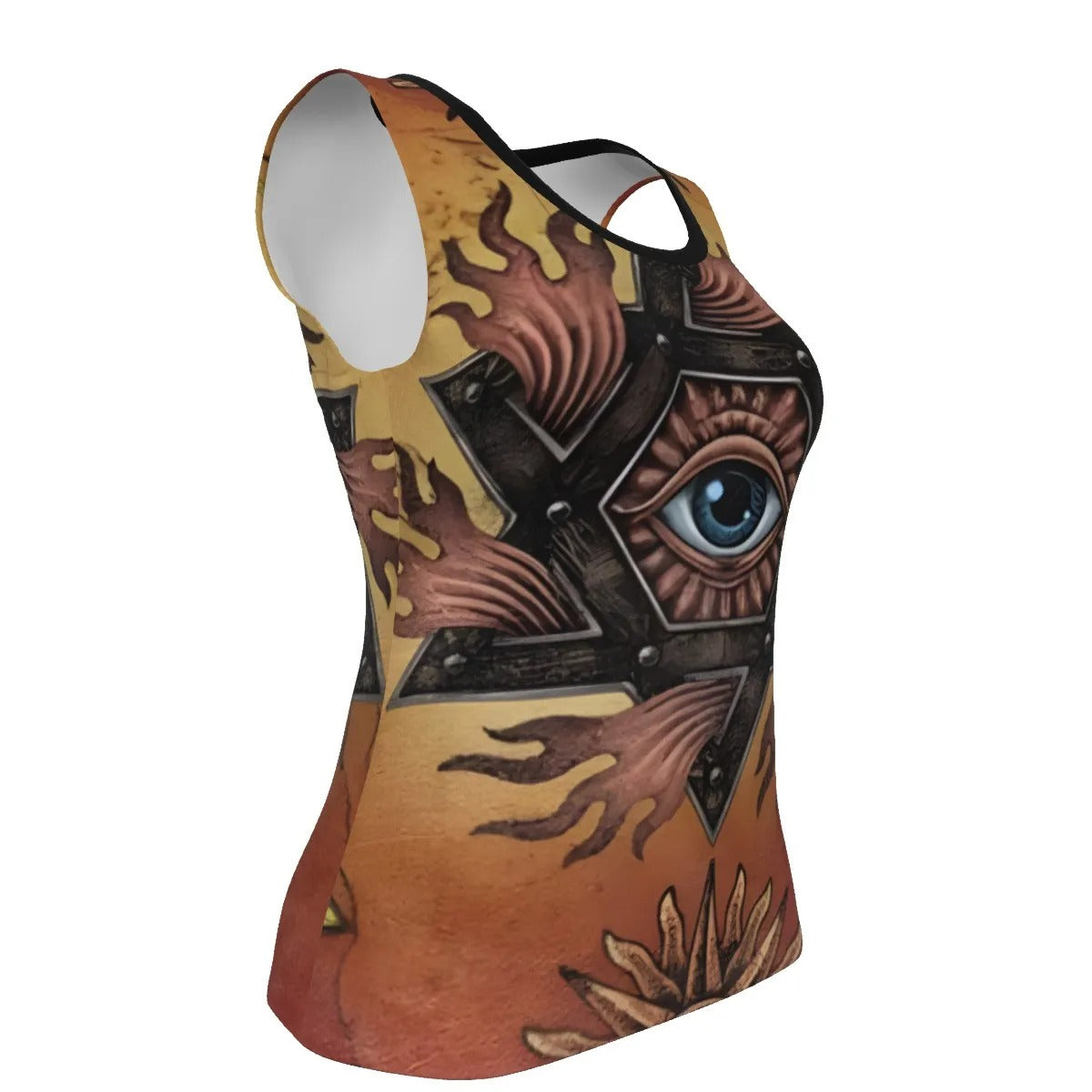 Mystic Mandala Women’s Tank, Sacred Geometry Eye Top, Psychedelic Sun Boho Festival Shirt