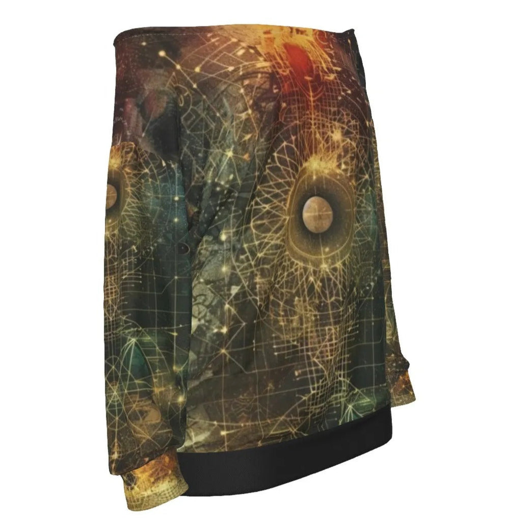 Celestial Alchemy Off Shoulder Top, Astrology-Inspired Boho Top with Cosmic Energy Design, Feminine Celestial Top with Esoteric Symbols