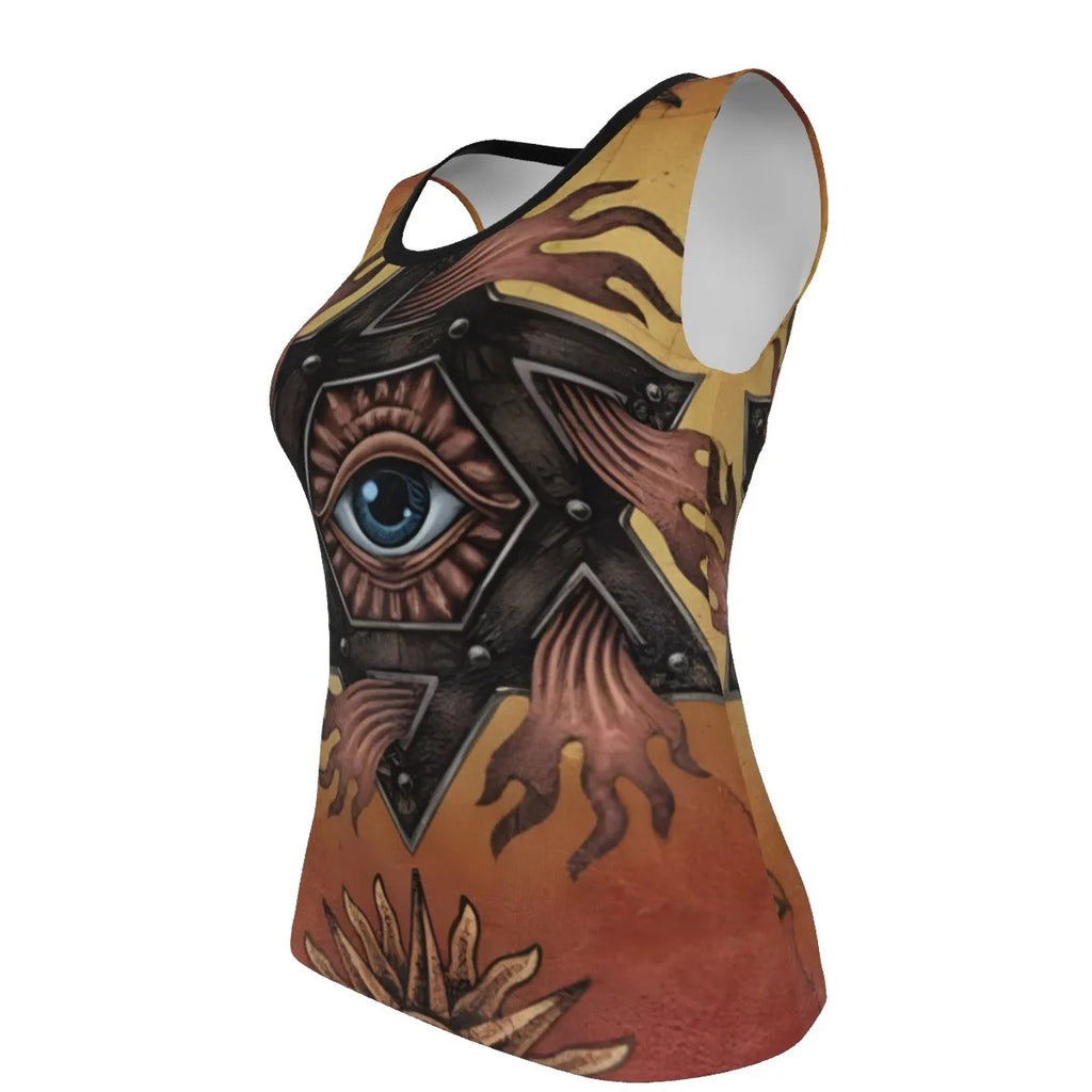 Mystic Mandala Women’s Tank, Sacred Geometry Eye Top, Psychedelic Sun Boho Festival Shirt