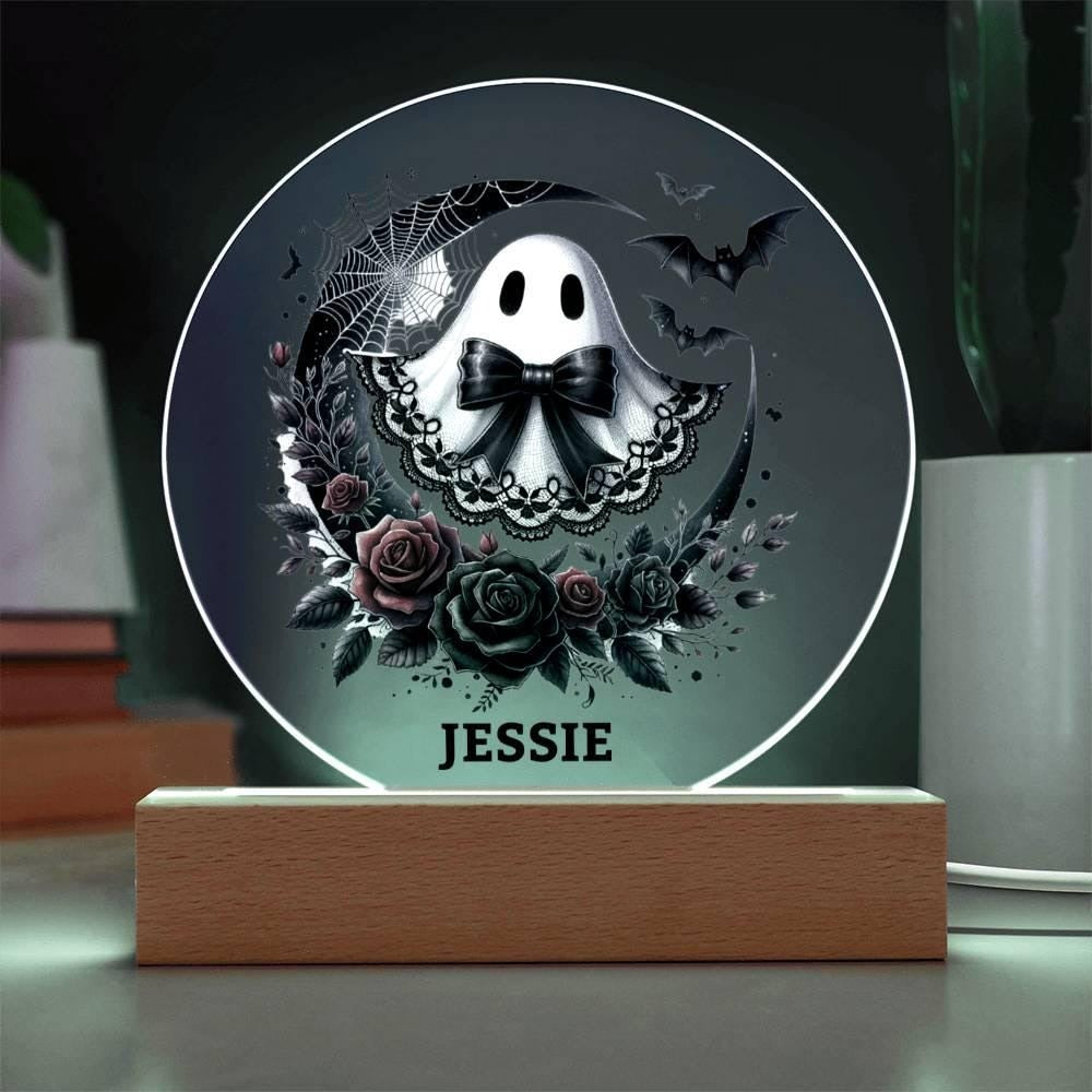 Personalized Ghost Acrylic Circle Plaque, Custom Night Lights, Ghost Night Light, Halloween Light, Cute Ghosts