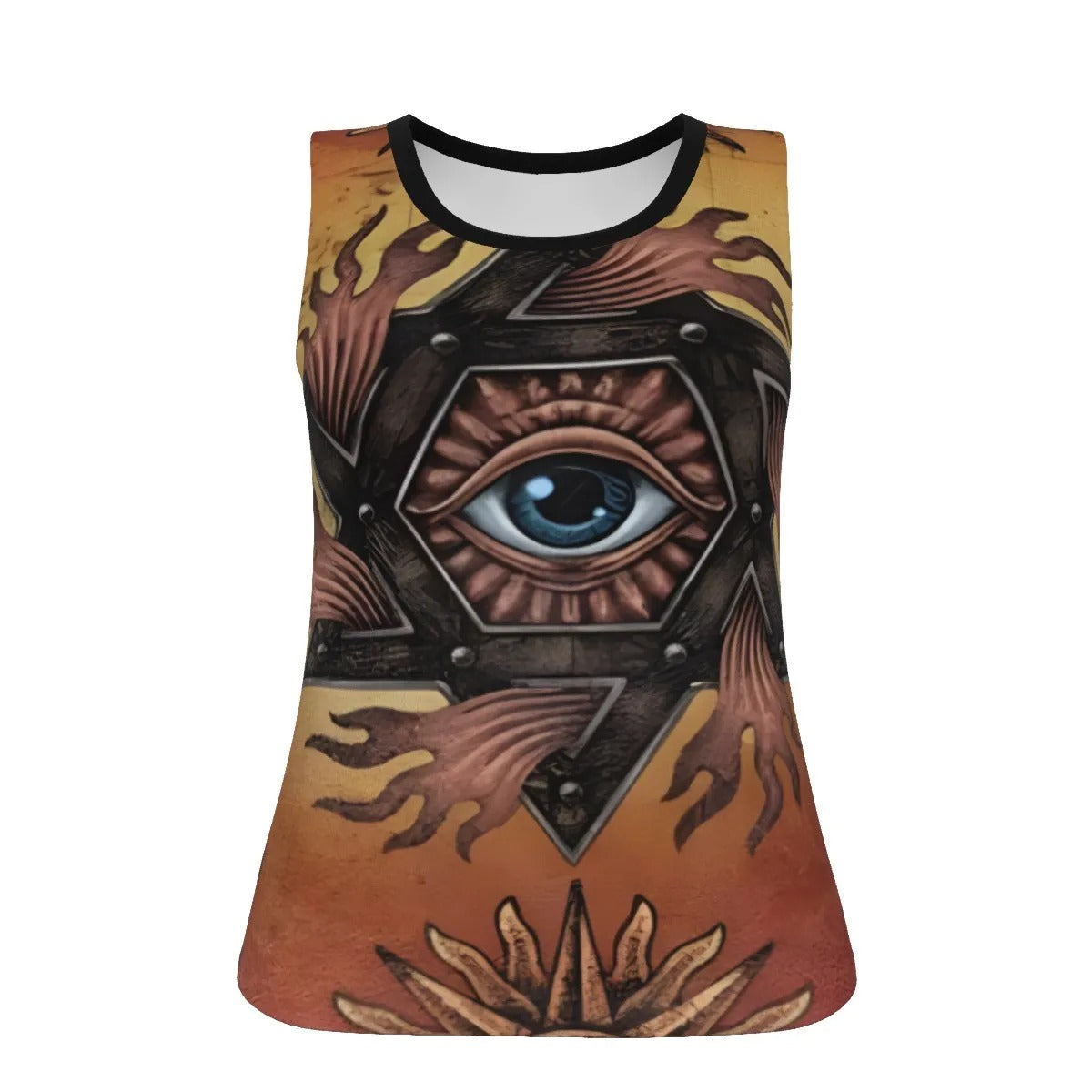 Mystic Mandala Women’s Tank, Sacred Geometry Eye Top, Psychedelic Sun Boho Festival Shirt