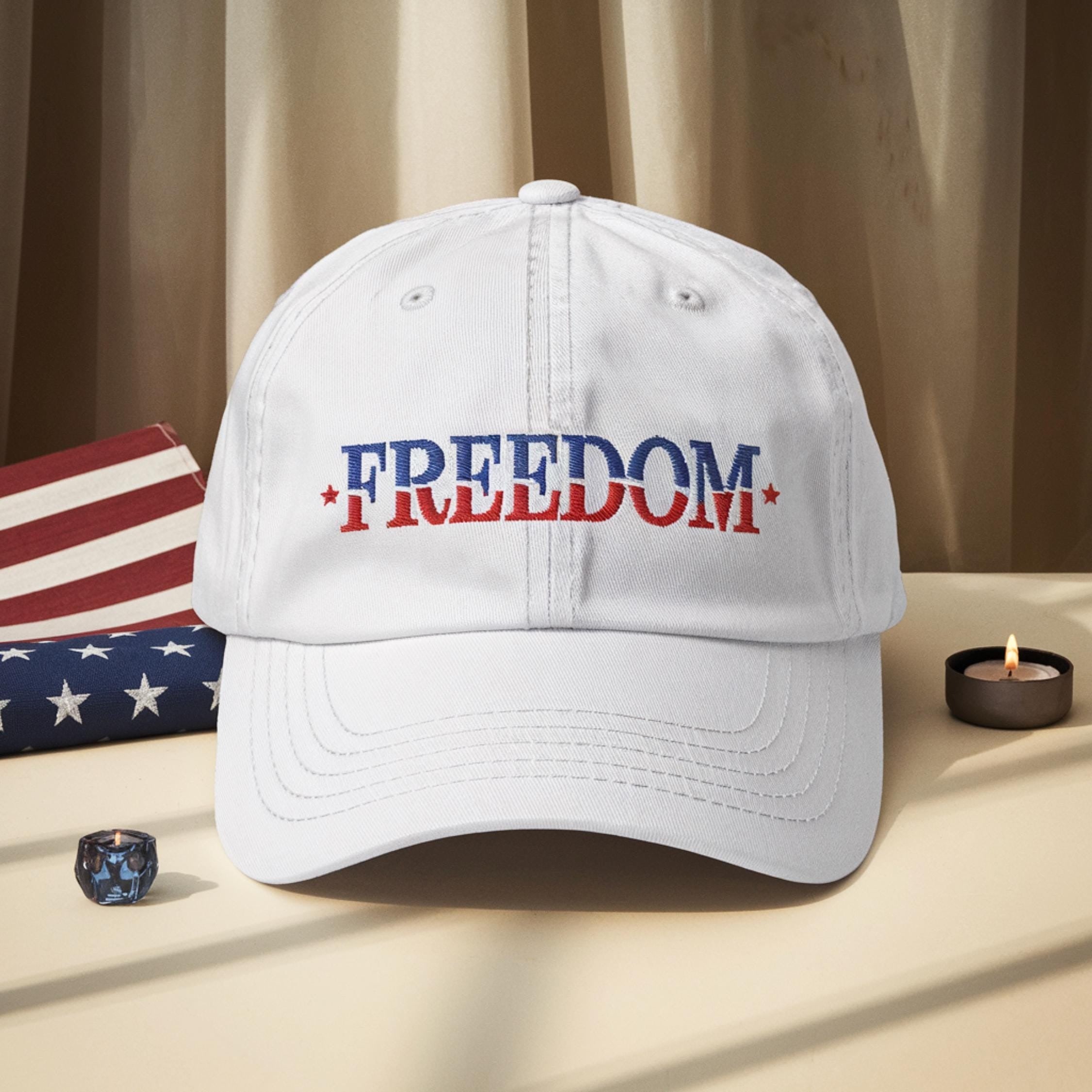 Charlie Kirk Washed Cap, FREEDOM Cap with Gold Embroidery, American Flag Patch Baseball Cap, Patriotic Dad Hat for Men Women, USA Pride Outdoor Cap