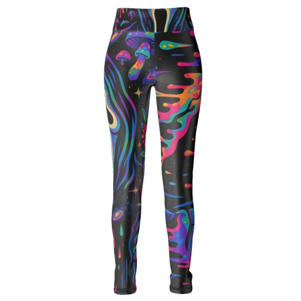Halloween Costume Ideas , Psychedelic Halloween Mushrooms Leggings, Neon Trippy Mushroom Yoga Pants, Spooky Halloween Activewear, Halloween Horror Nights