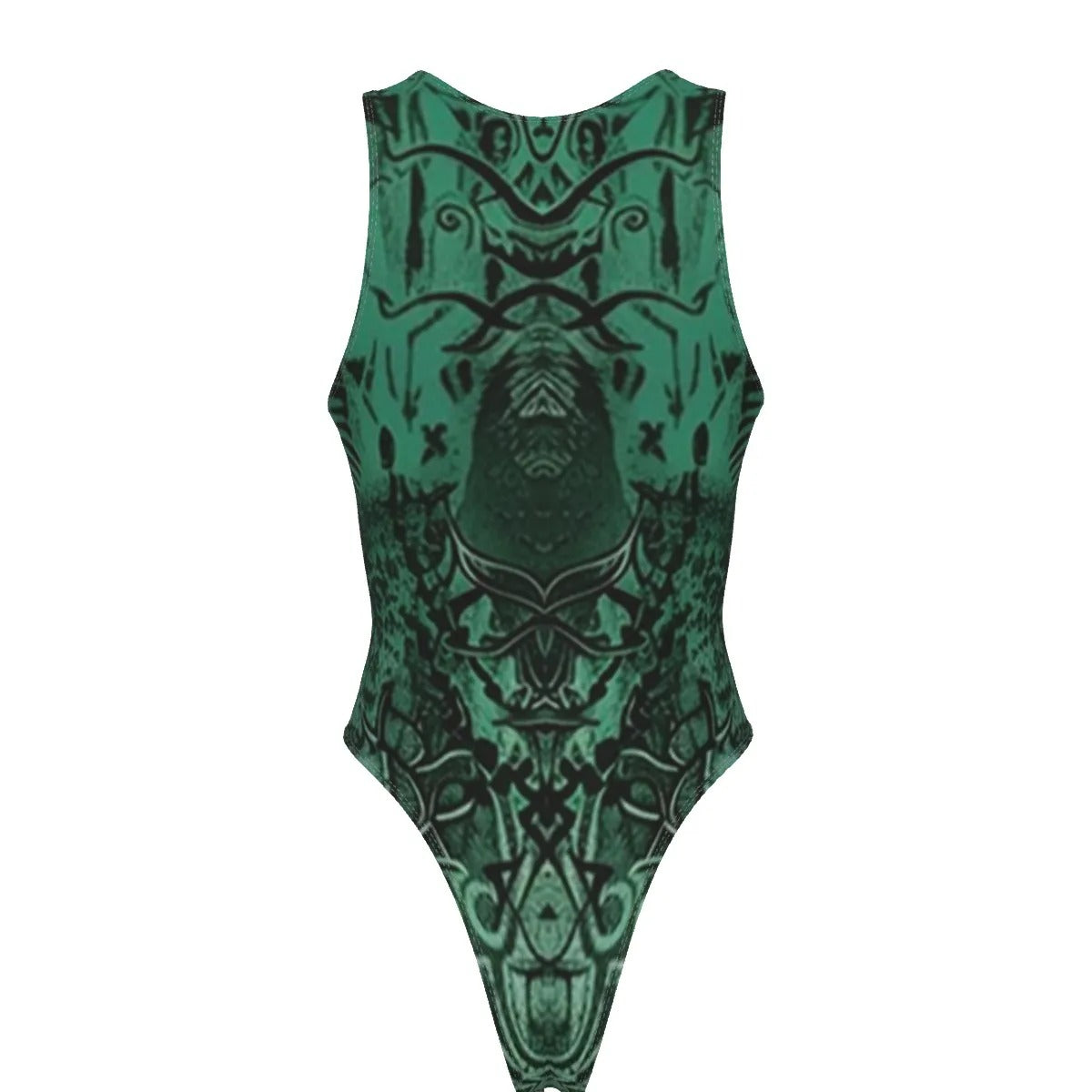 Women’s Vilking Tank Bodysuit, Norse Mythology Design with Celtic Wolf & Rune Symbols for Warrior Spirit and Viking Fashion