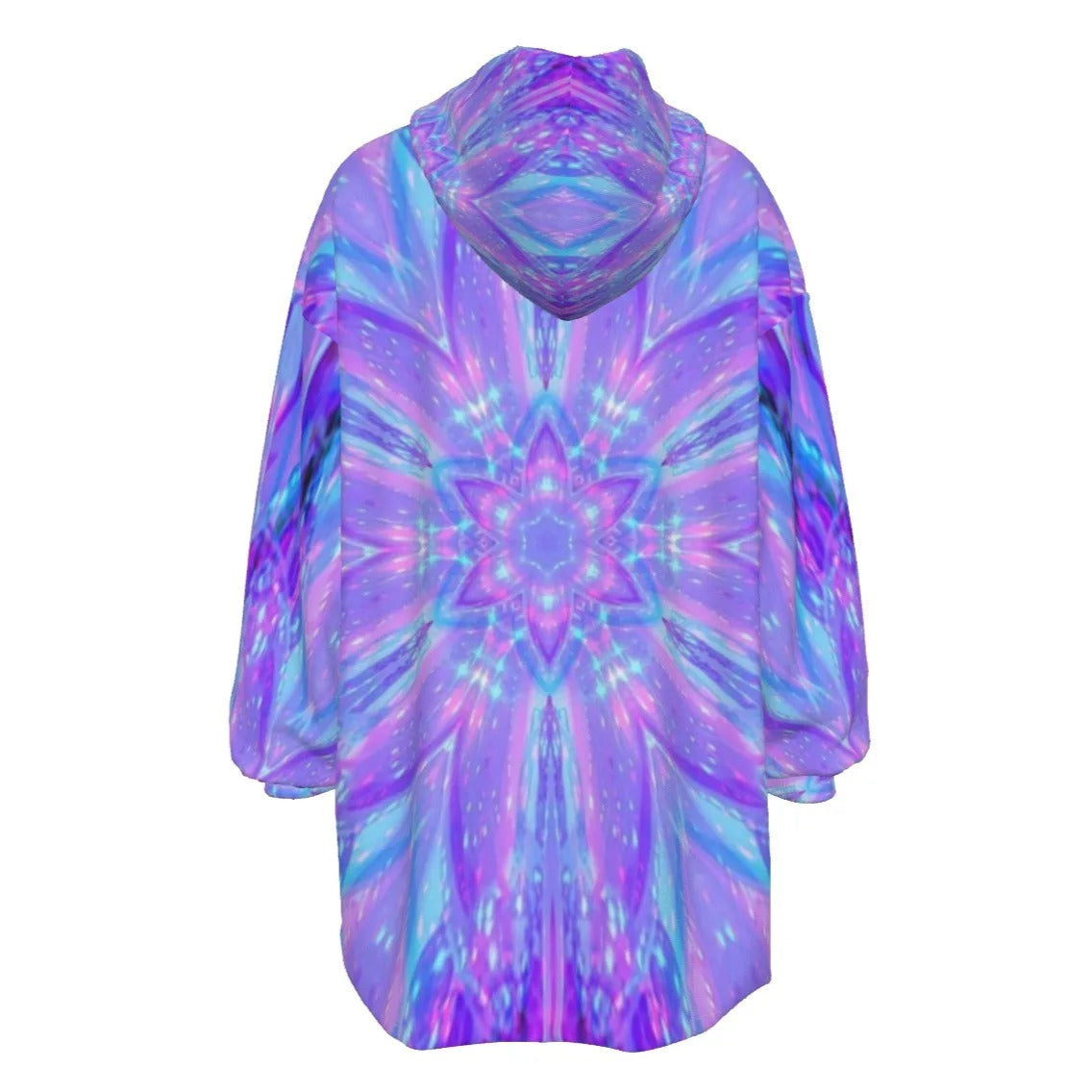 Kaleio Galaxy Wearable Hooded Blanket, Trippy Psychedelic Cozy Cloak, Holographic Mandala Space Wrap, Cosmic Festival Loungewear