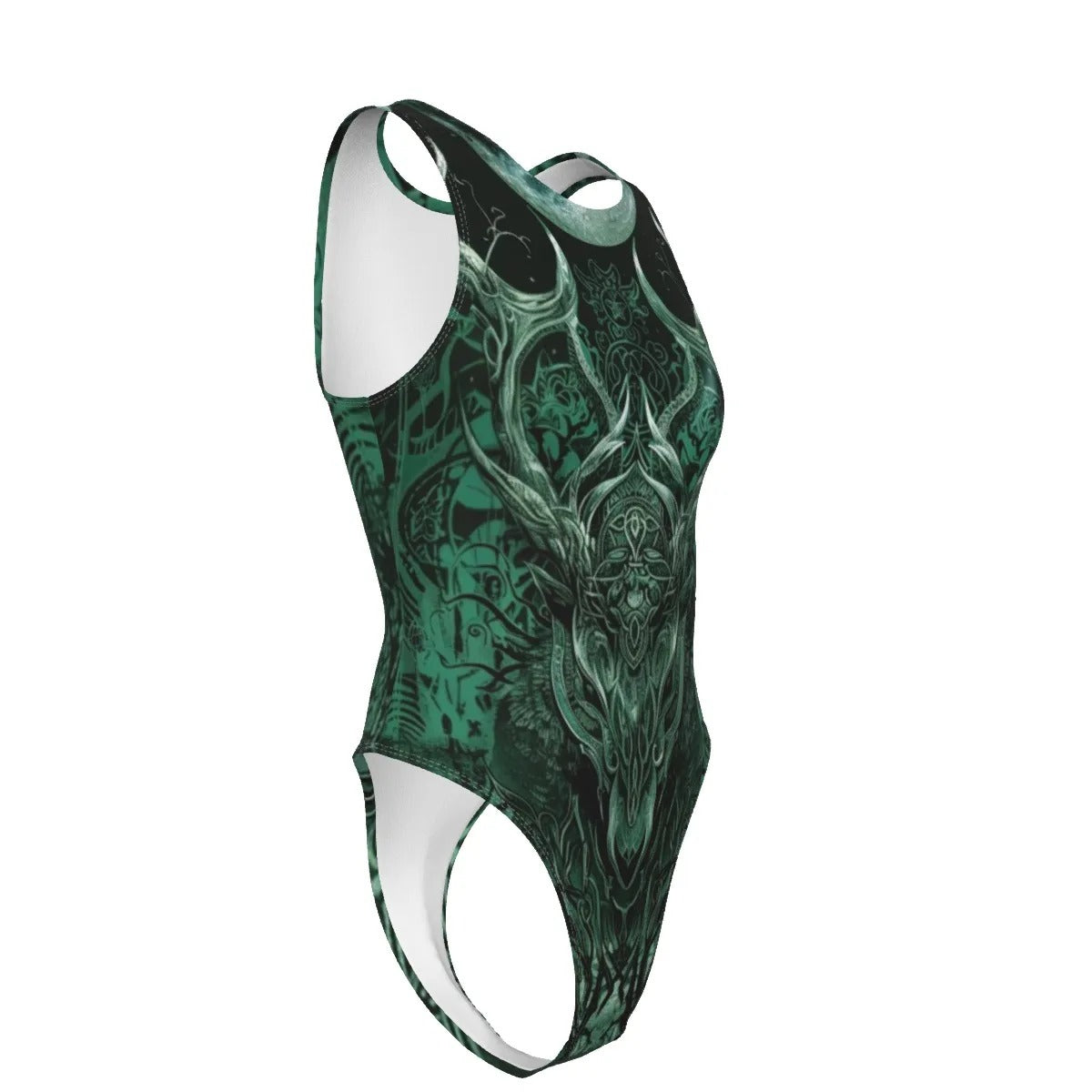 Women’s Vilking Tank Bodysuit, Norse Mythology Design with Celtic Wolf & Rune Symbols for Warrior Spirit and Viking Fashion
