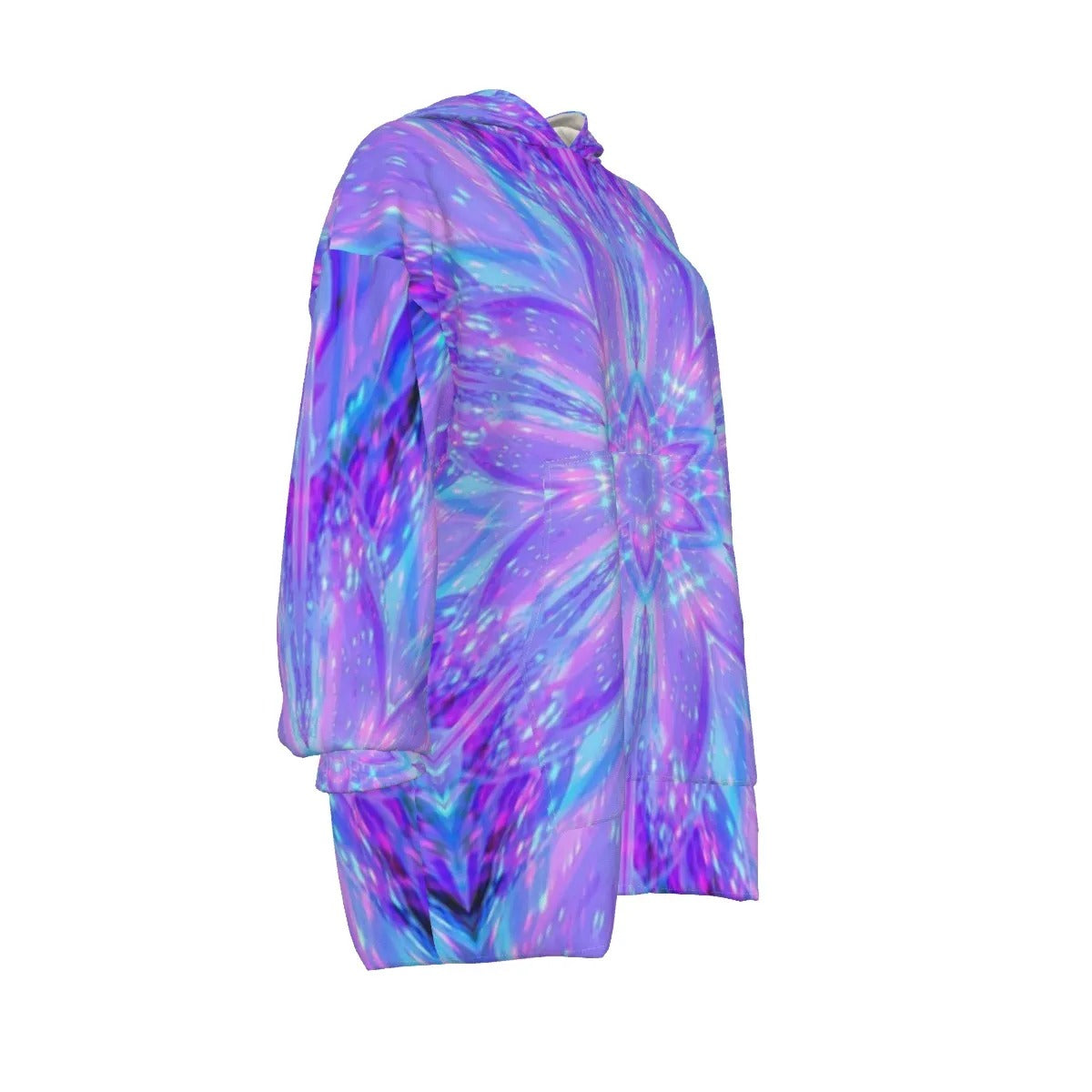 Kaleio Galaxy Wearable Hooded Blanket, Trippy Psychedelic Cozy Cloak, Holographic Mandala Space Wrap, Cosmic Festival Loungewear